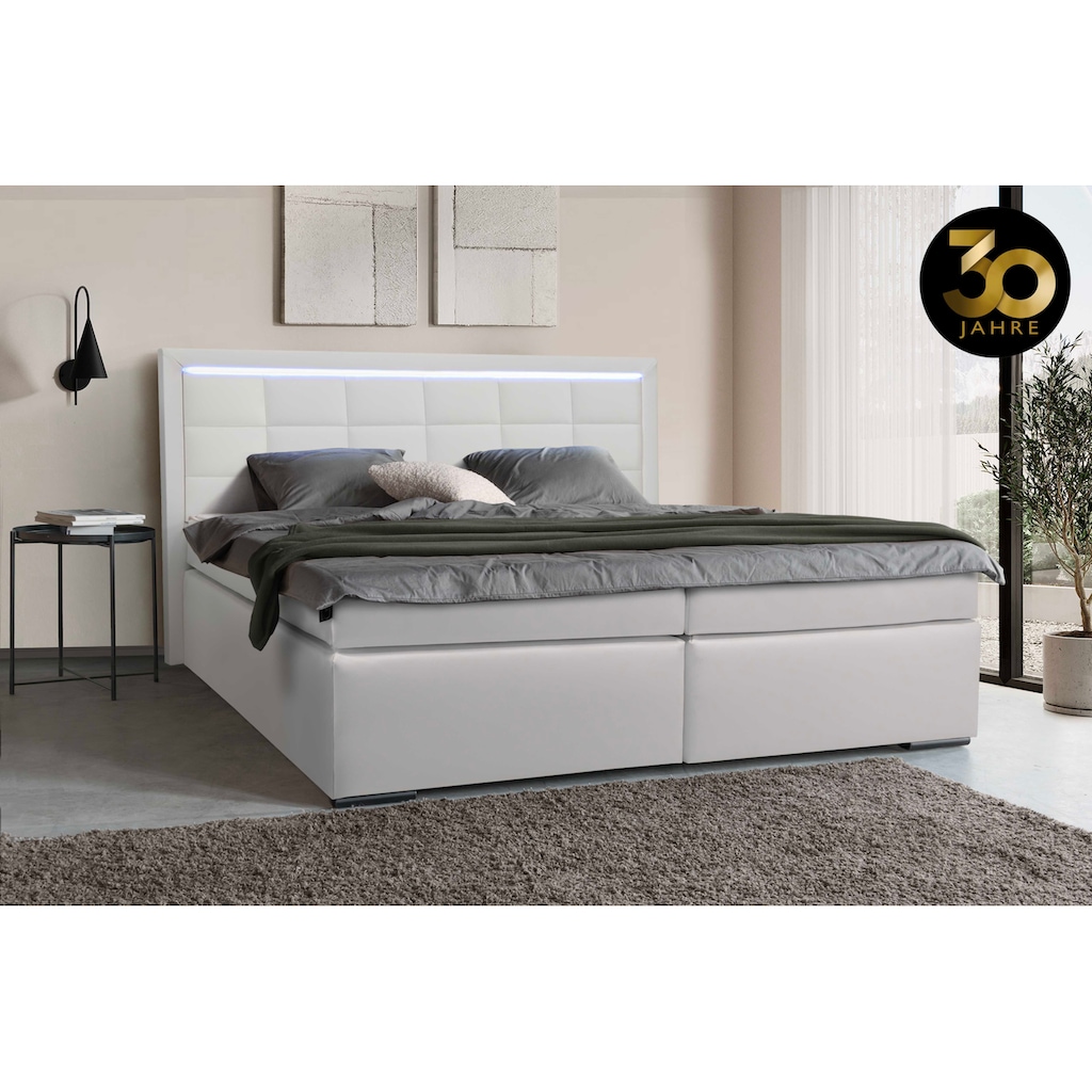 COLLECTION AB Boxspringbett 30 Jahre Jubiläums-Modell Athena, inkl. LED-Lichtleiste, versch. Härtegrade auswählbar