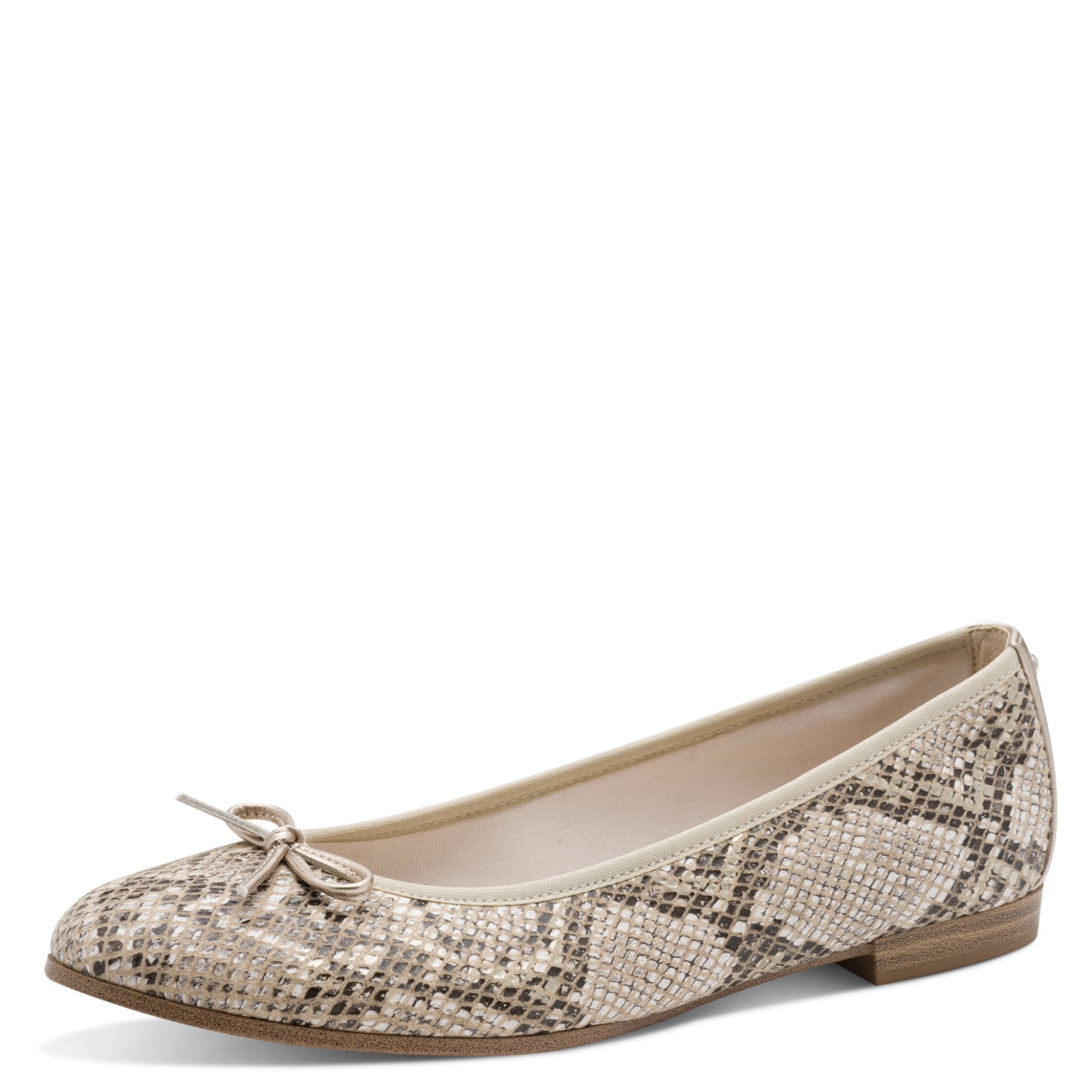 Ballerina TAMARIS, Damen, Gr. 37, beige snake, Lederimitat, Textil, Reptilienprägung, Schuhe Ballerina, Schlupfschuh, Frühlingsschuh, Businessschuh im Animal Look