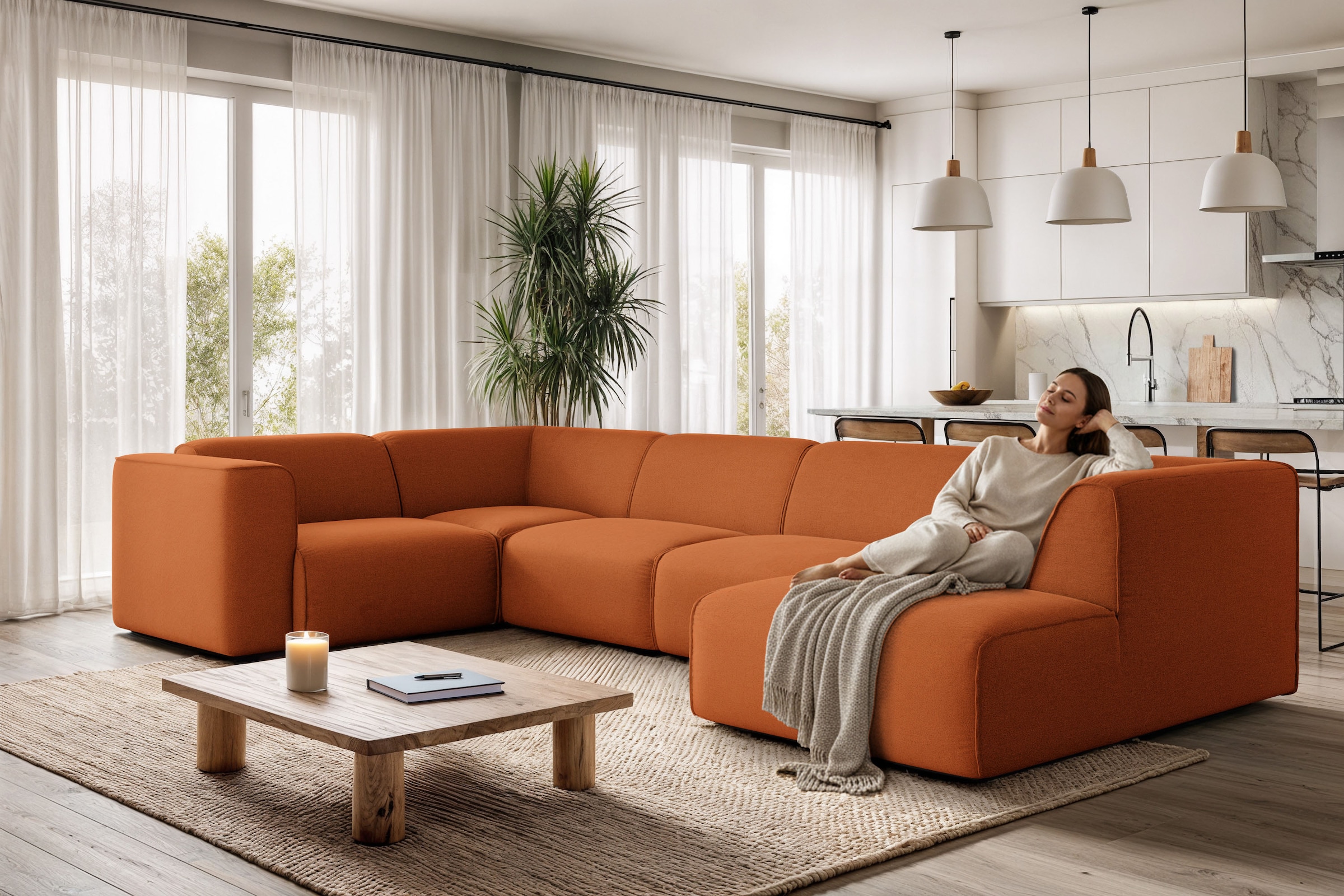 OTTO home Wohnlandschaft "Merid U-Form, B: 367 cm" als Modul oder separat v günstig online kaufen