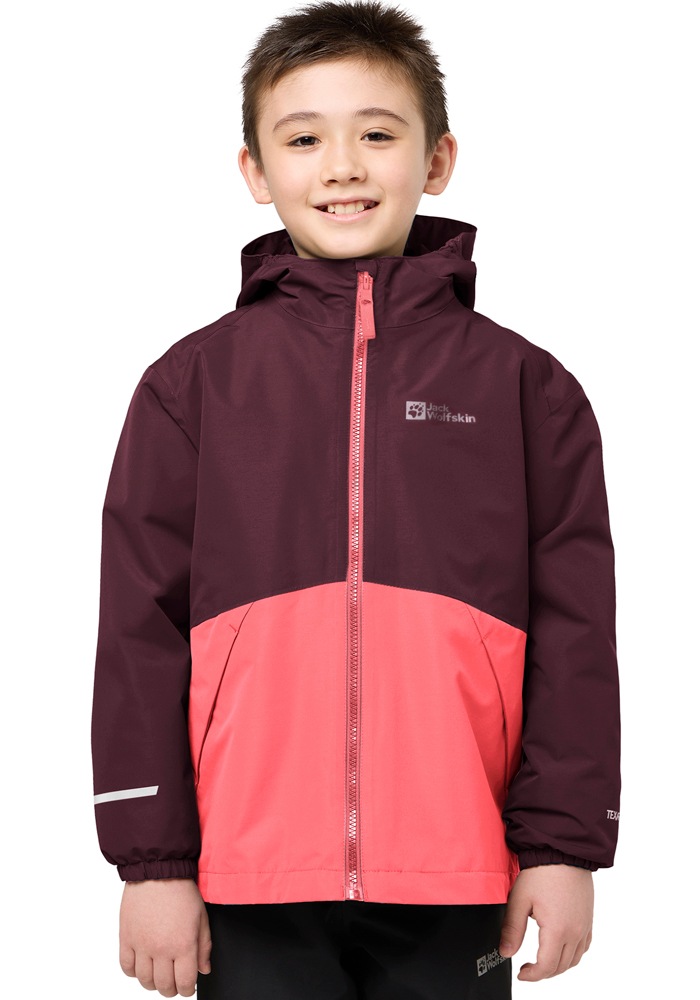 3-in-1-Funktionsjacke JACK WOLFSKIN "ICELAND 3IN1 JACKET K", Kinder, Gr. 164, orange (sunset coral), Obermaterial: 100% Polyester. Futter: 100% Polyester, hoch geschlossener Ausschnitt, Jacken, 3in1, wasserdicht, Übergangsjacke/Winterjacke 3
