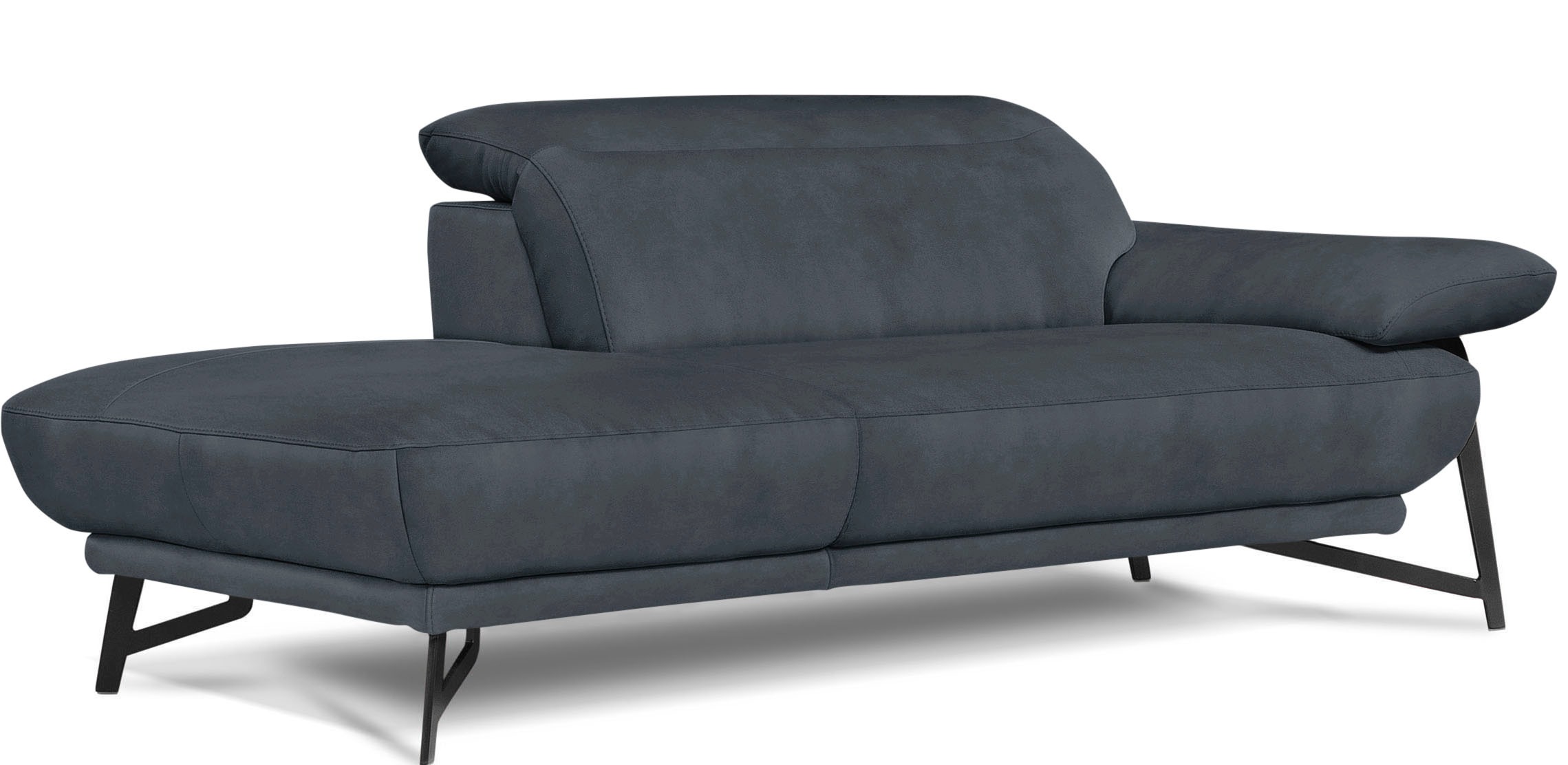 Egoitaliano Ottomane »Anais, erstklassiges Designsofa, Breite 179 cm, Fußfarbe schattengrau«, Kopfteil verstellbar, Luxus-Microfaser, dunkelgrau