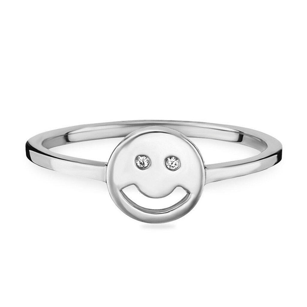 CAÏ Fingerring »925 Sterling Silber rhodiniert Smile«