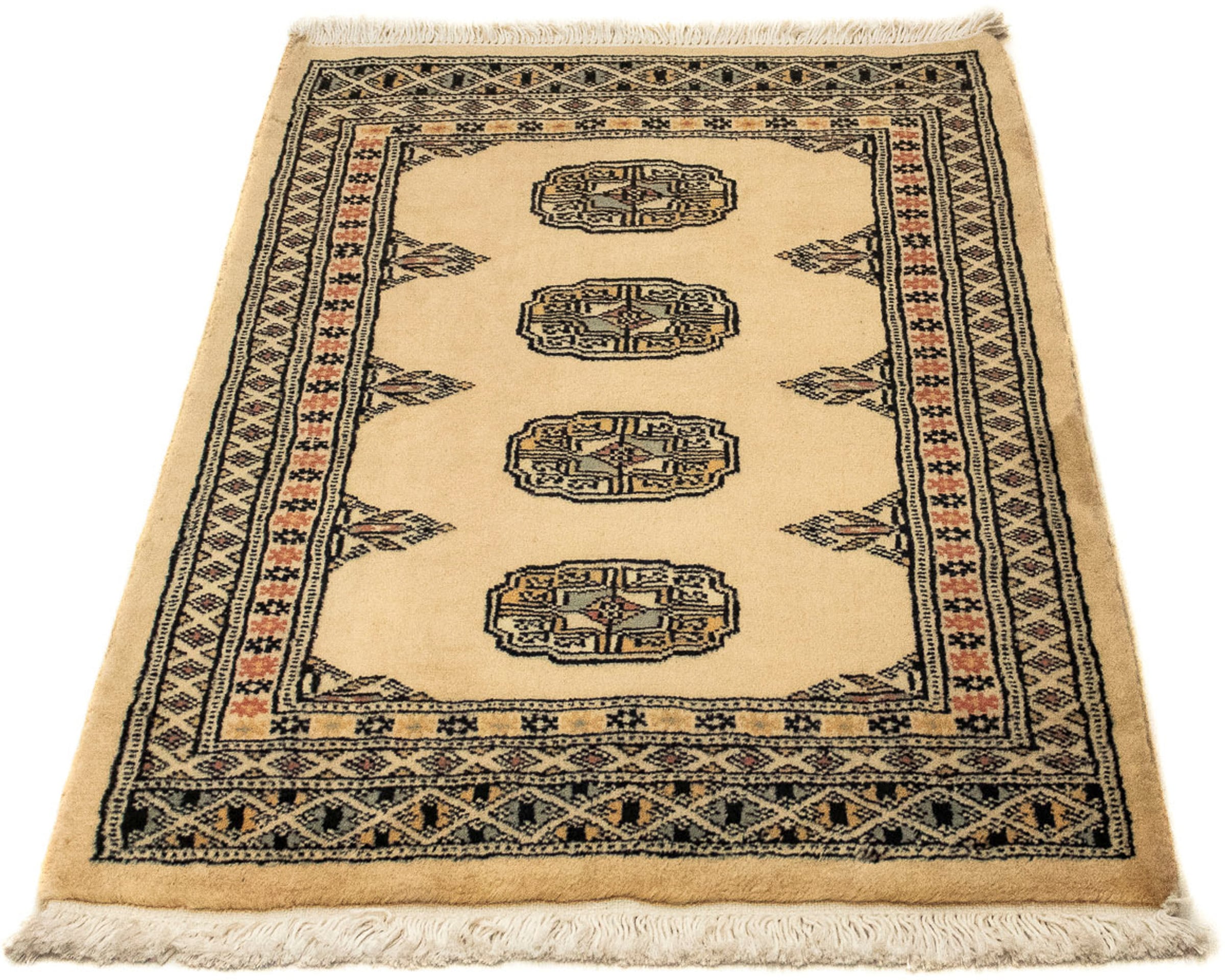 morgenland Orientteppich "Afghan - Buchara - 91 x 65 cm - hellbraun", rechteckig, 7 mm Höhe, Wohnzimmer, Handgeknüpft, E