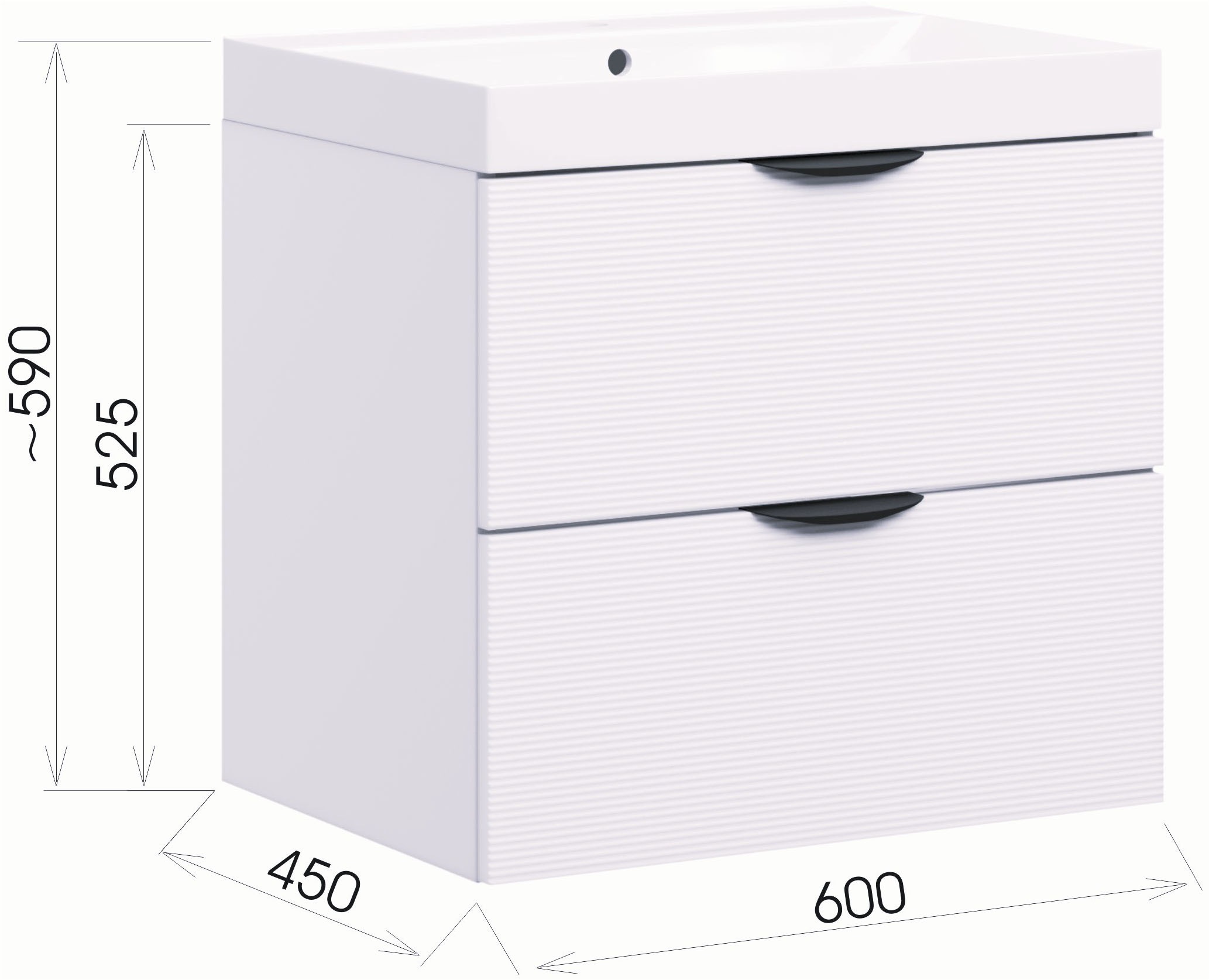 welltime Waschtisch »FLOW STRIPE mit Waschbecken, Breite 60 oder 80cm, modernes Design« Schrank mit 2 Schubladen, Soft-Close-Function, in 2 Breiten erhältlich