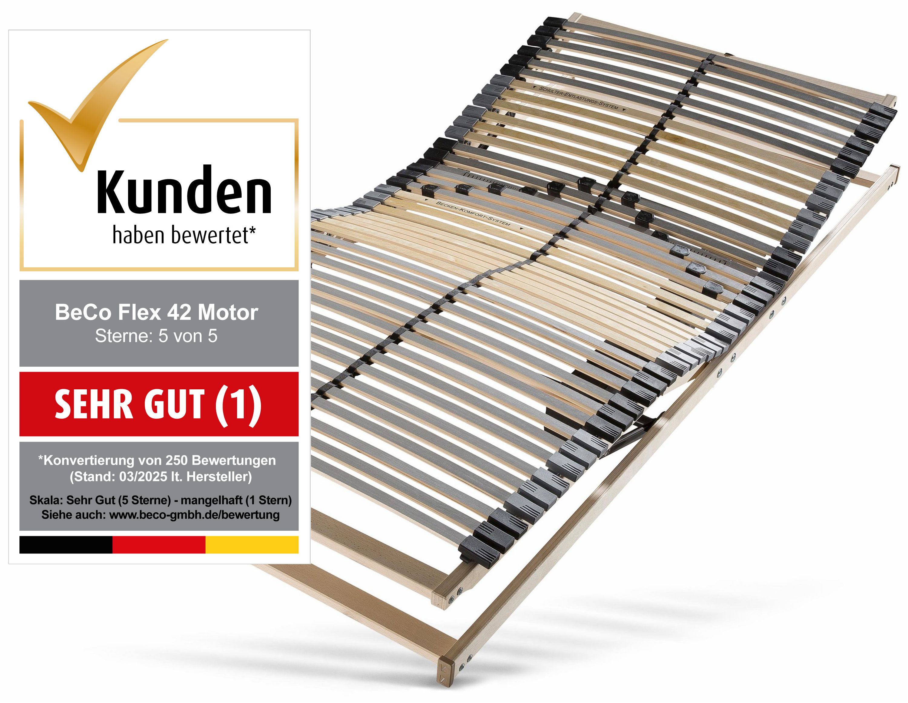 Lattenrost mit Motor BECO, B:100cm H:7,5cm L:200cm, bunt, Lattenroste, "Flex Motor Funk", mit Funk-Fernbedienung, erhältlich in 90x200 cm und