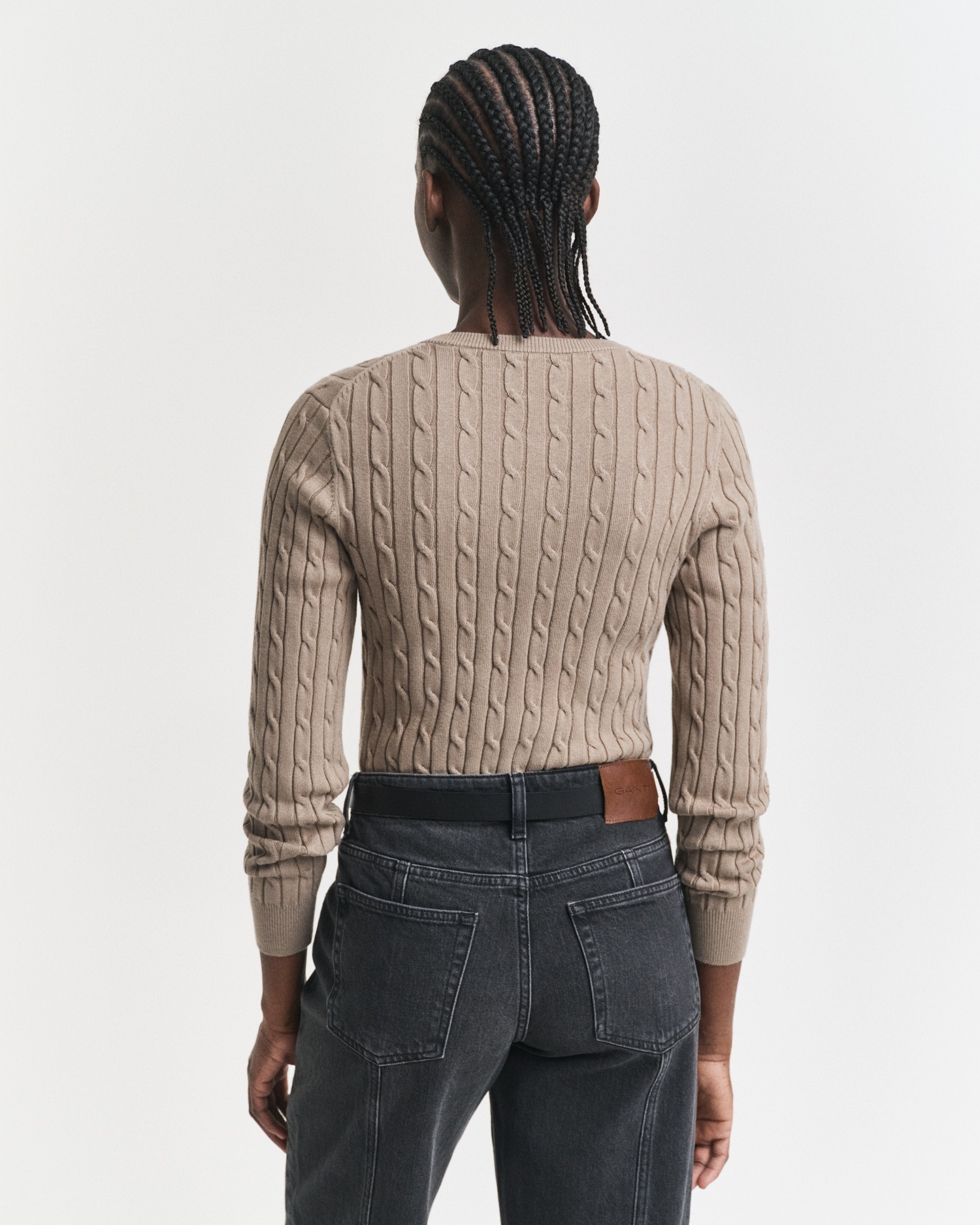 Gant Cardigan "STRETCH COTTON CABLE", Zopfmuster, Slim Fit, Rundhals günstig online kaufen