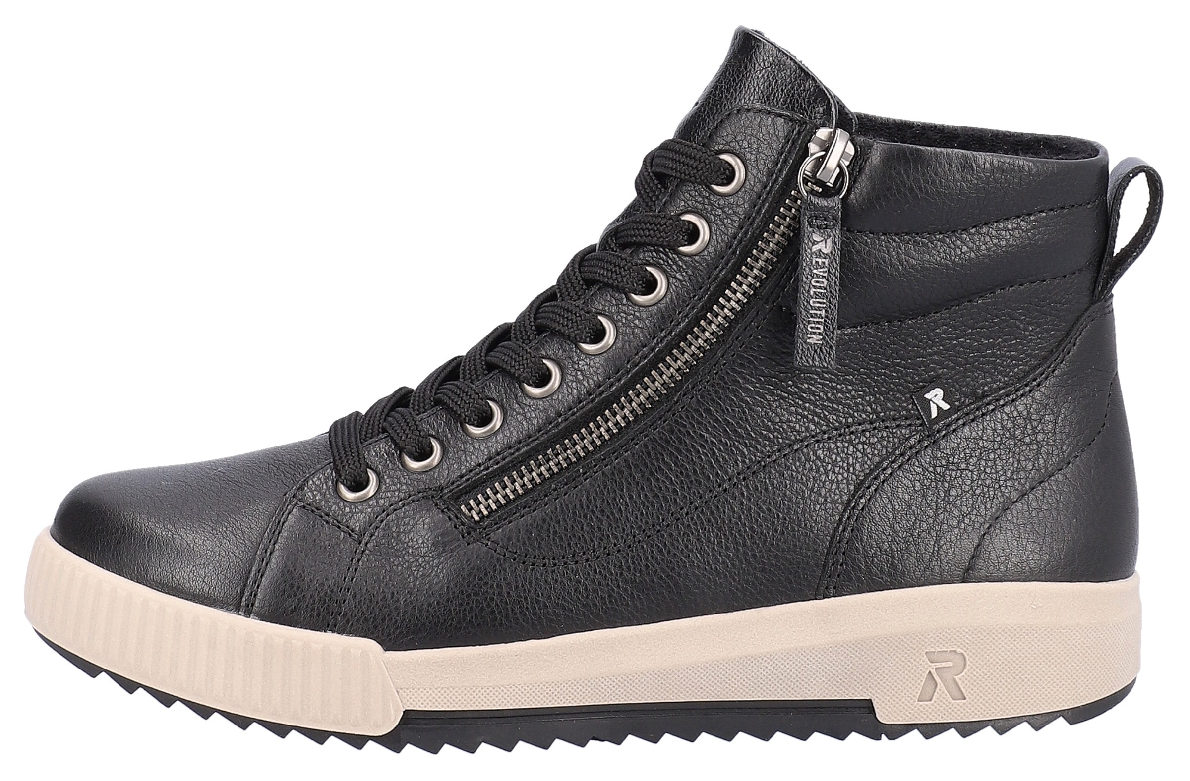 RIEKER Sport Schnürboots, Stiefelette, High Top Sneaker, Freizeitboots mit Reißverschluss