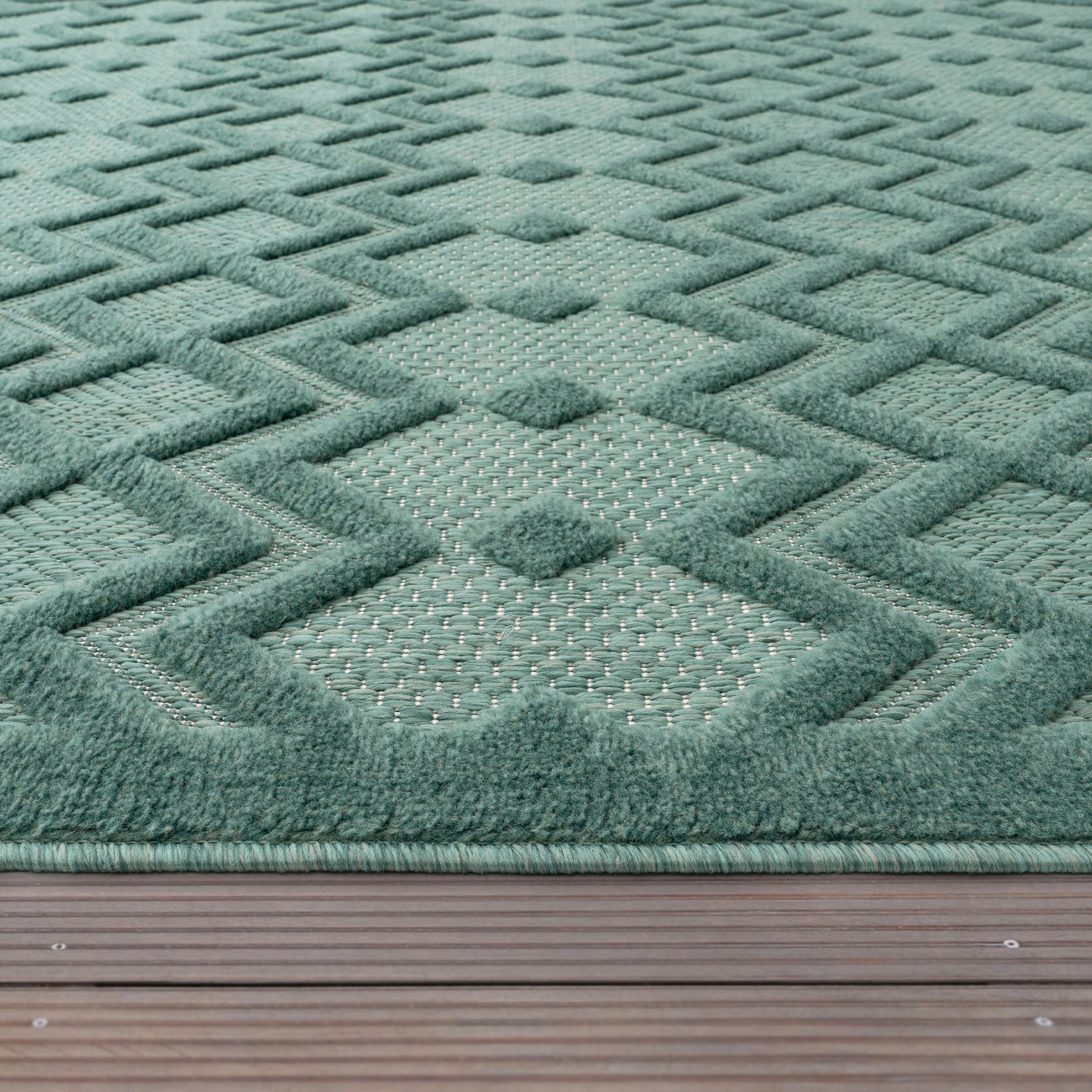 Paco Home Teppich »233-82-Livorno 671«, geeignet Muster, | Scandi, Effekt, Hoch-Tief Rauten Outdoor Uni-Farben, BAUR rechteckig