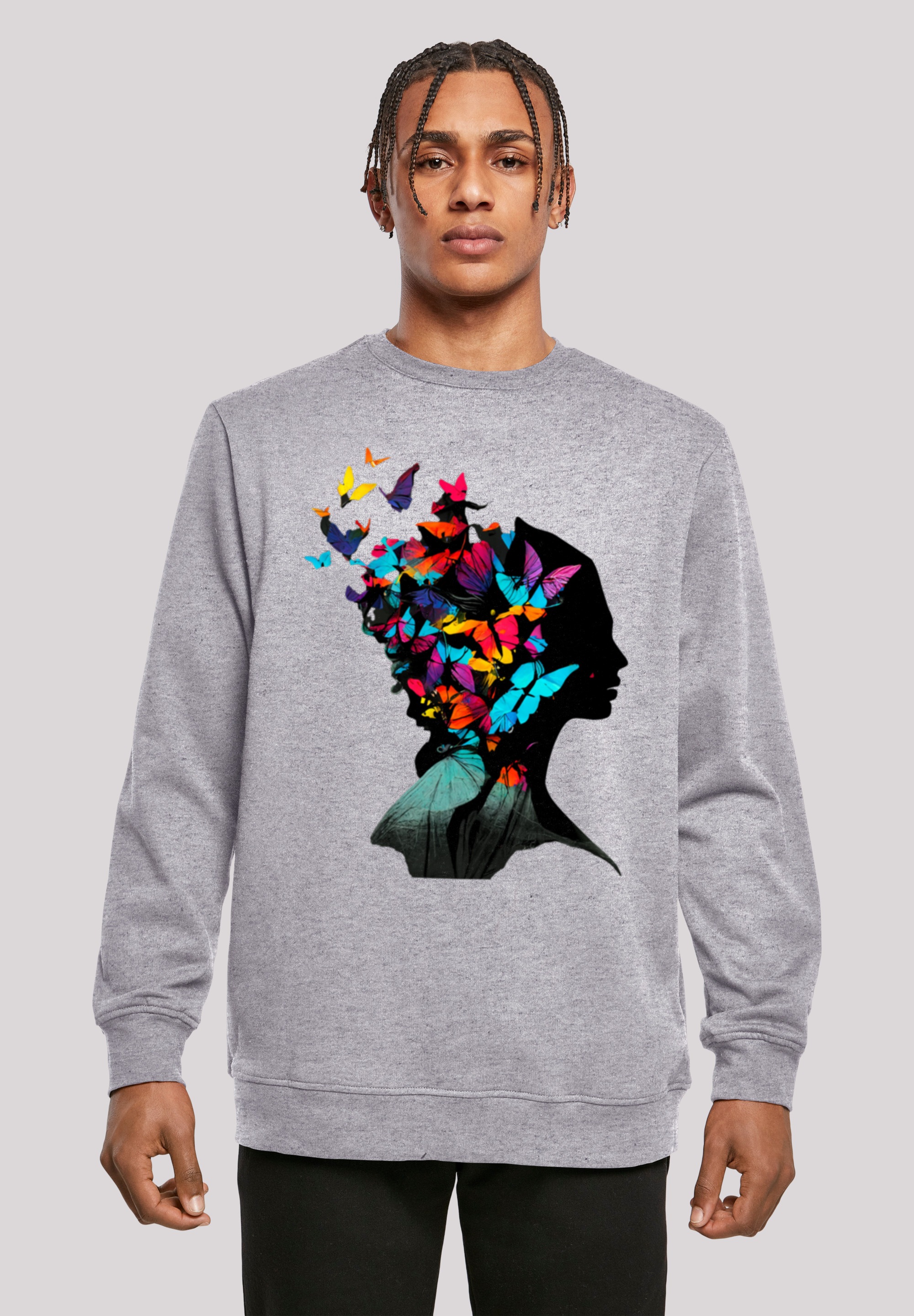 F4NT4STIC Kapuzenpullover "Schmetterling Silhouette CREW", Print