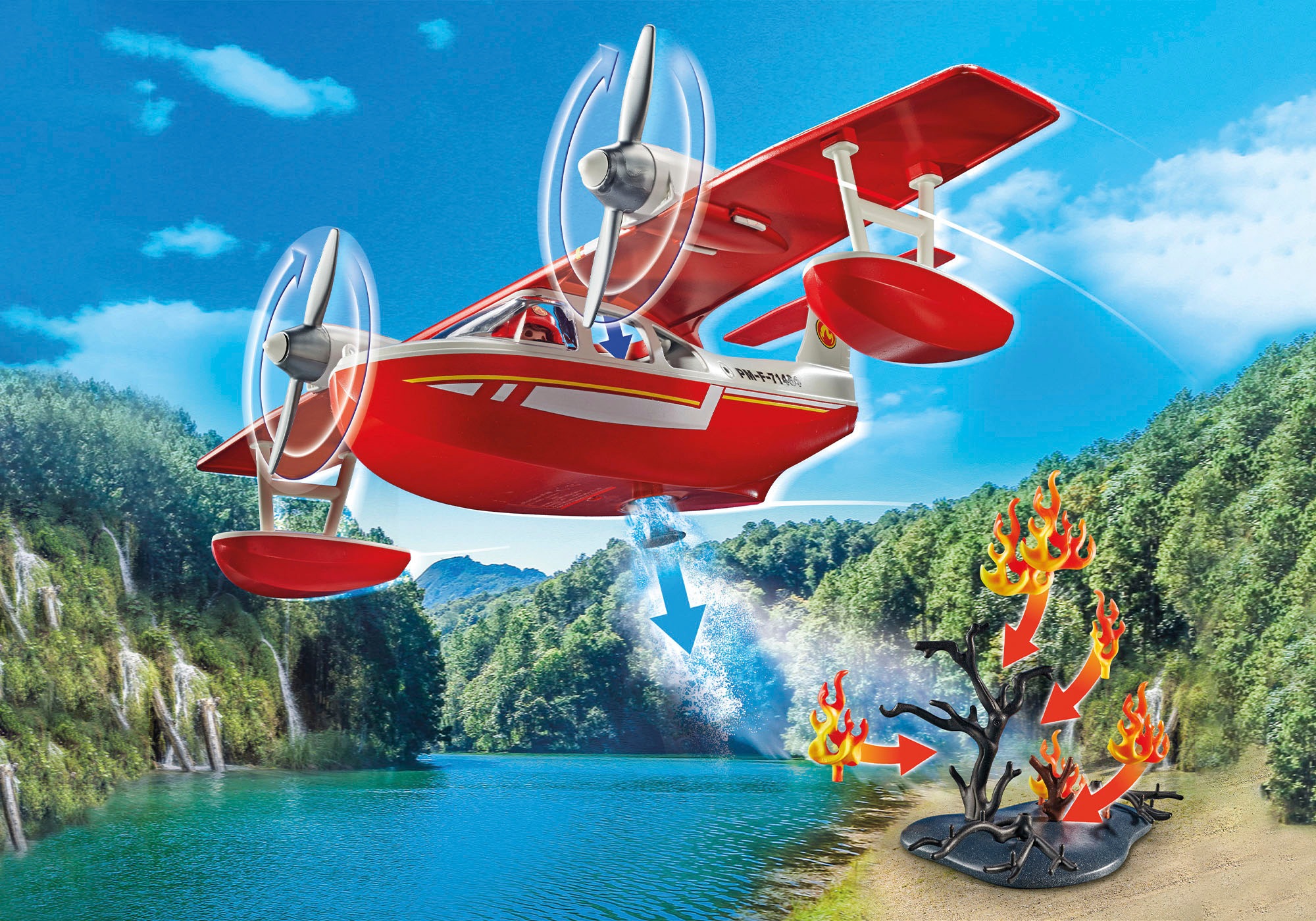 Playmobil® Konstruktions-Spielset »Feuerwehrflugzeug mit Löschfunktion (71463), Action Heroes«, (34 St.), Made in Europe
