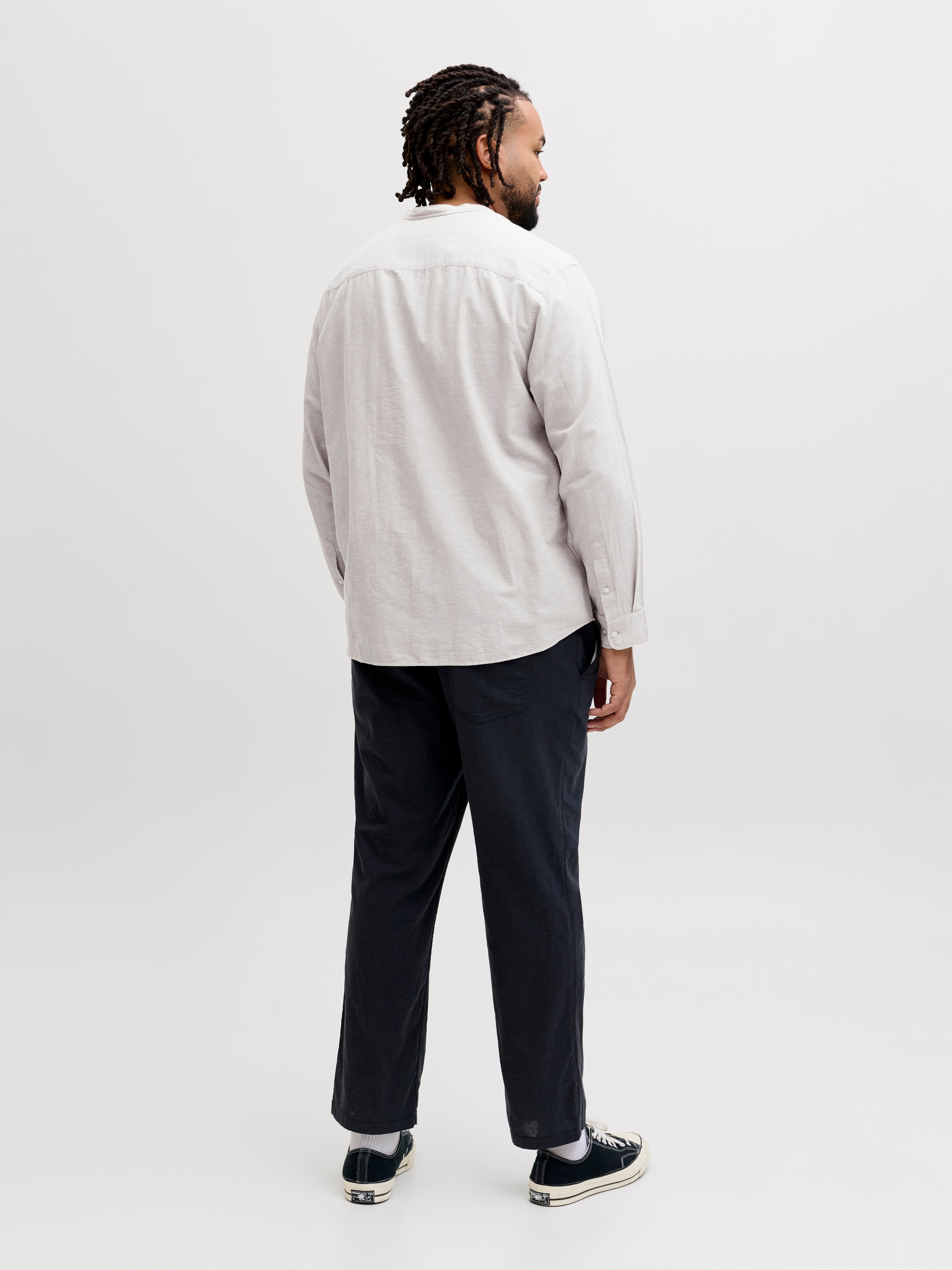 Jack & Jones PlusSize Langarmhemd »JJEBREEZE LINEN BLEND BAND SHIRT L PLS« mit Stehkragen