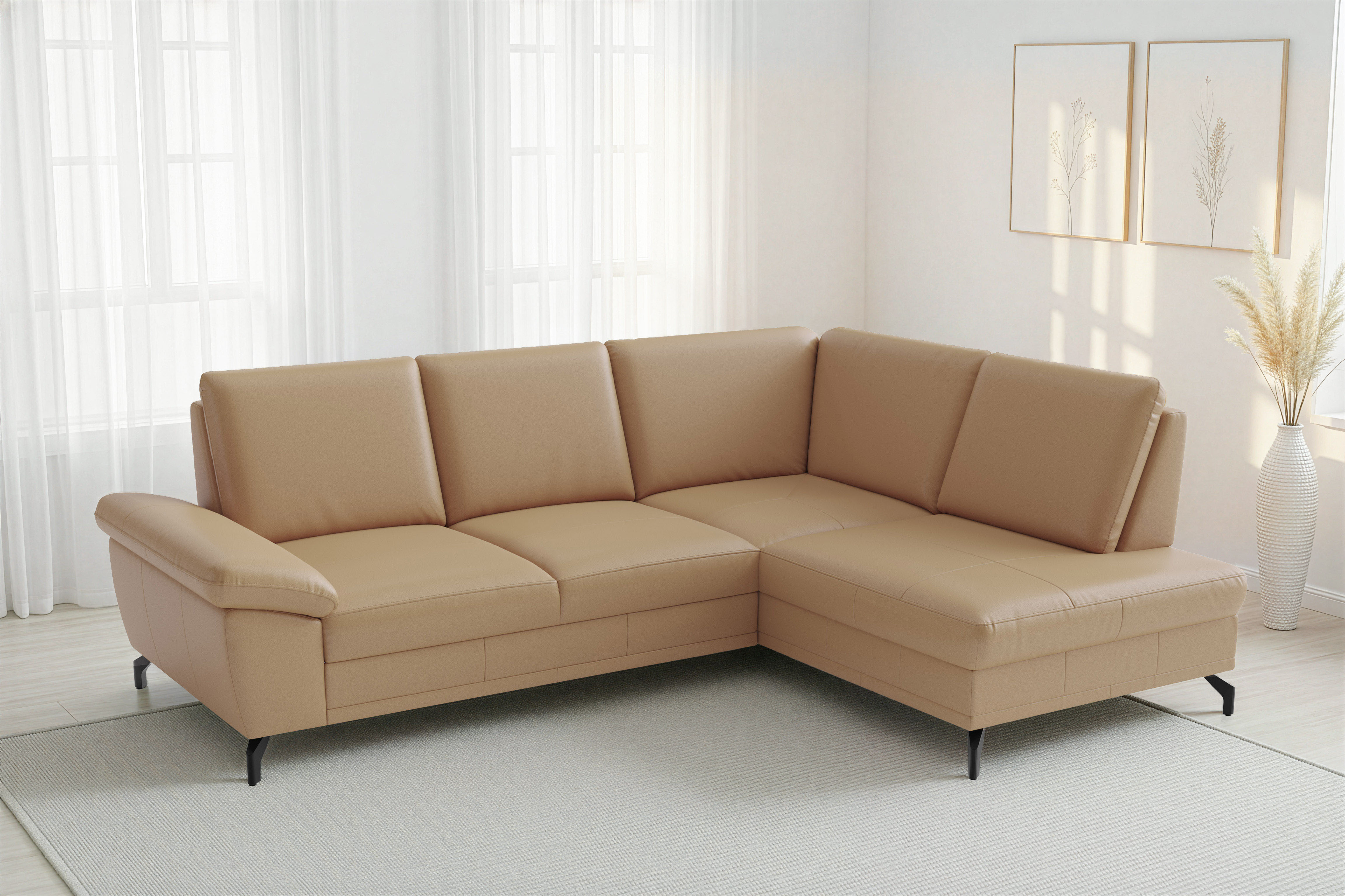sit&more Ecksofa "Chelsea L-Form, B: 249 cm, Armteil- & Sitztiefenverstellung, Leder" optional mit Schlaffunktion und Bettkasten