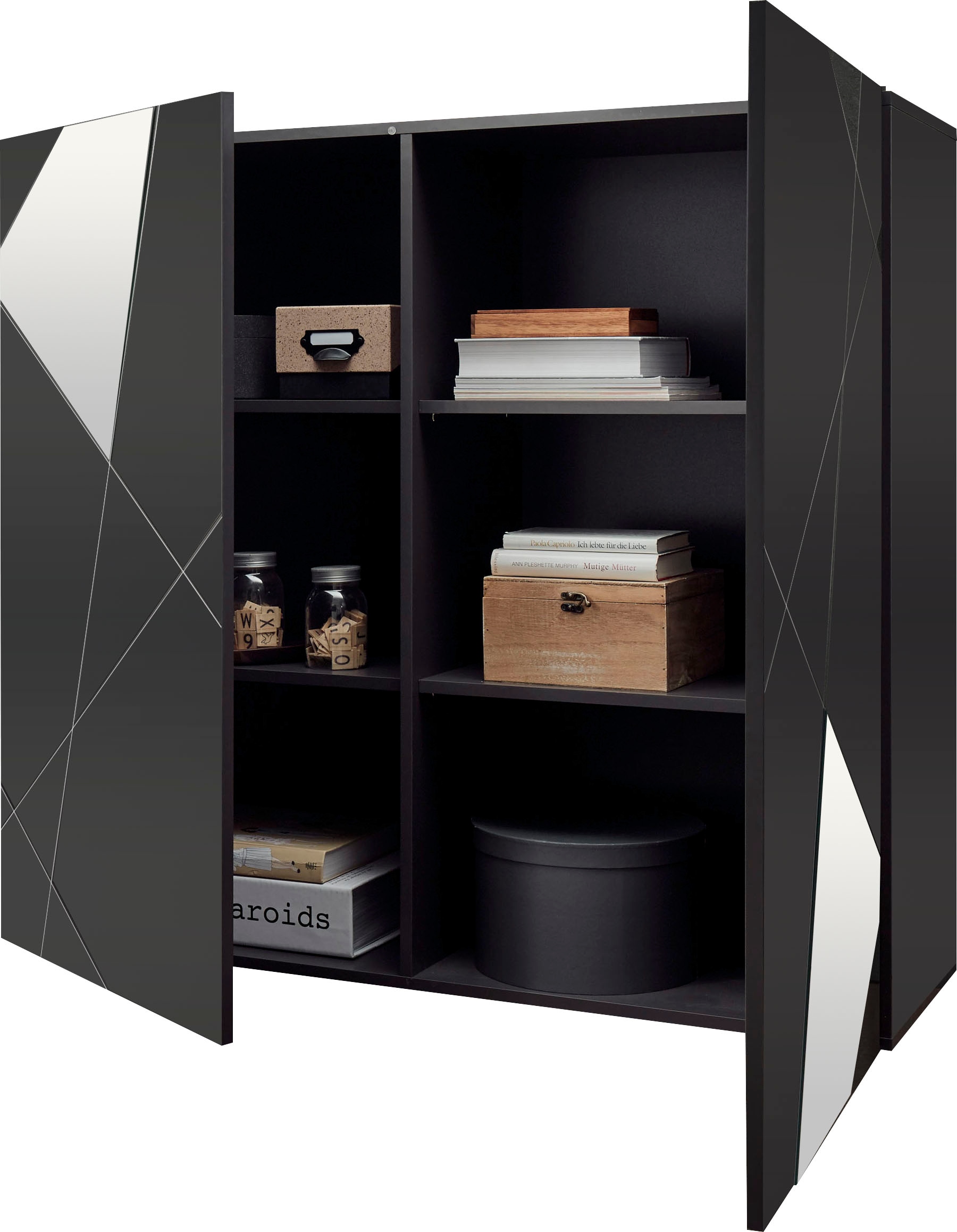 INOSIGN Highboard »Vittoria«, Breite 121 cm, Front mit Siebdruck und Spiegel