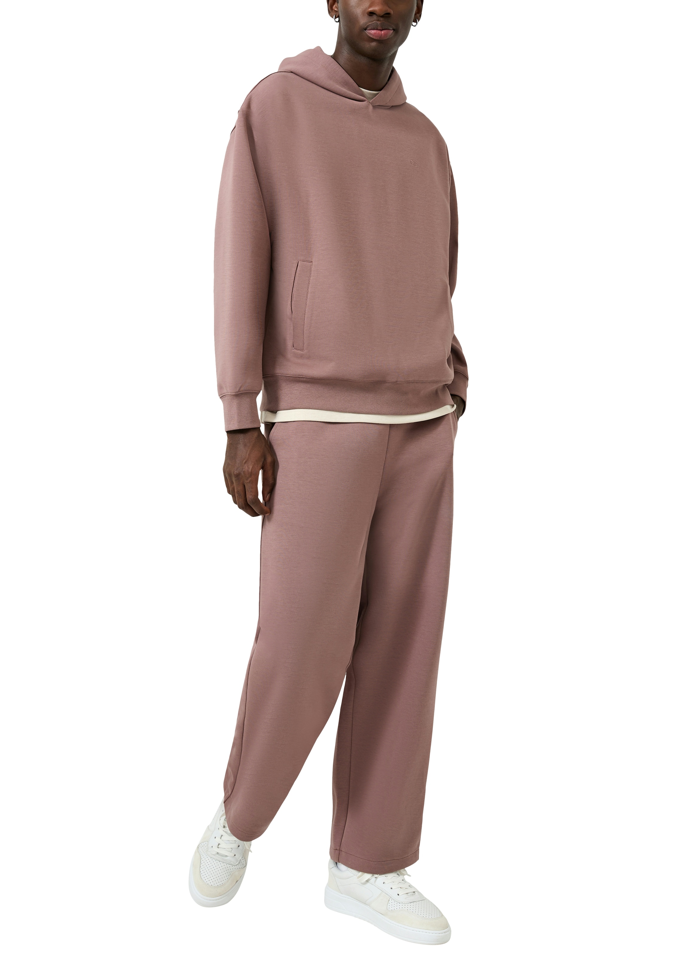 QS Kapuzensweatshirt , unifarben, mit Logo-Stickerei
