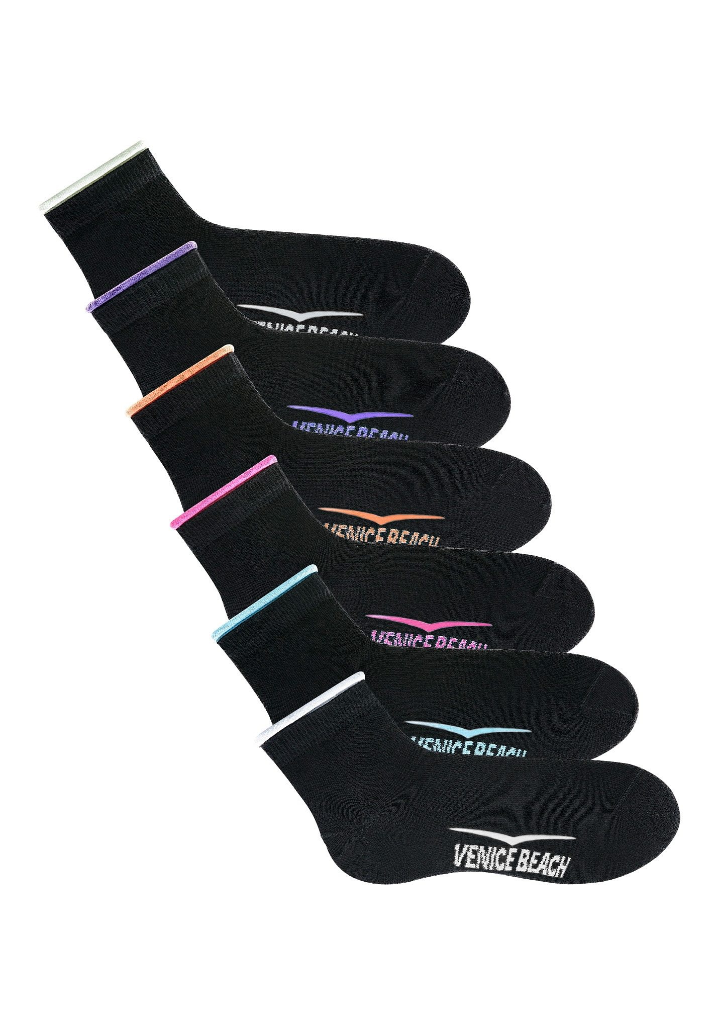 Venice Beach Kurzsocken "Sport & Lifestyle Sneaker Socken Damen" Packung, 6 Paar tlg. mit druckfreiem Bündchen