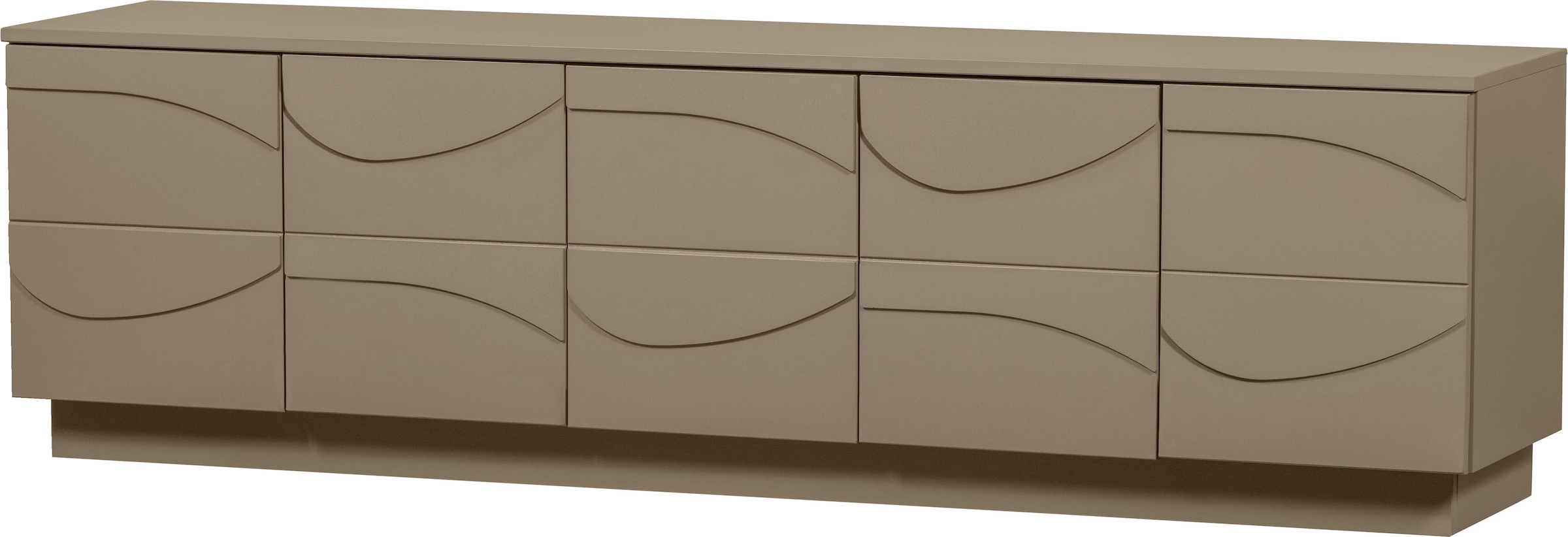 WOOOD Lowboard "Teo FSC Mix Kiefernholz mit organischem 3D-Linienspiel 180x40x52 cm" Tragkraft Deckplatte 50 kg, Kabelöffnung, einfach zu montierbar