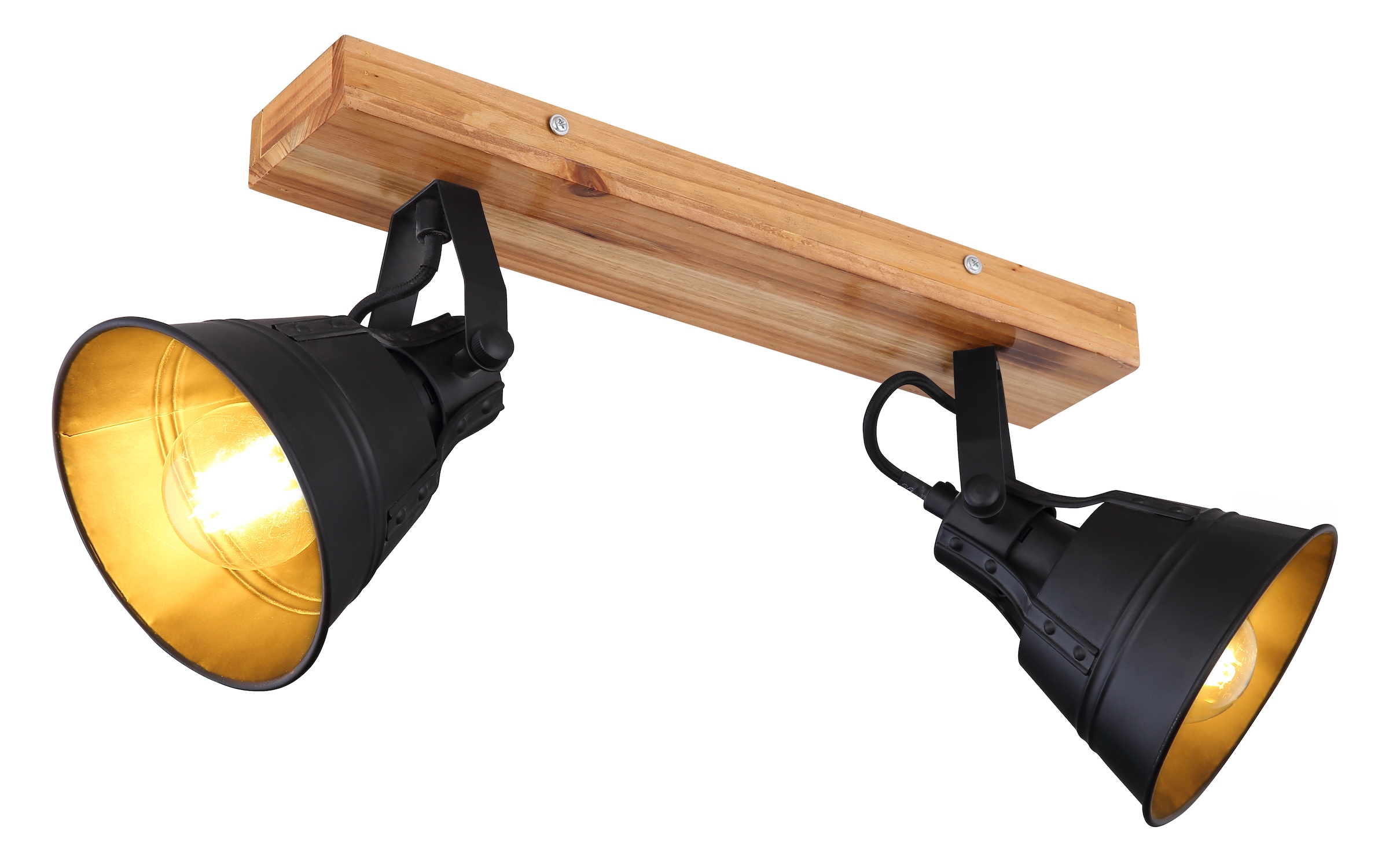 GLOBO LIGHTING Deckenstrahler »GÜNTHER«, Leuchtmittel E27 | ohne Leuchtmittel, Strahler/Holz/schwarz matt/Wohnzimmer/Flur/Arbeitszimmer
