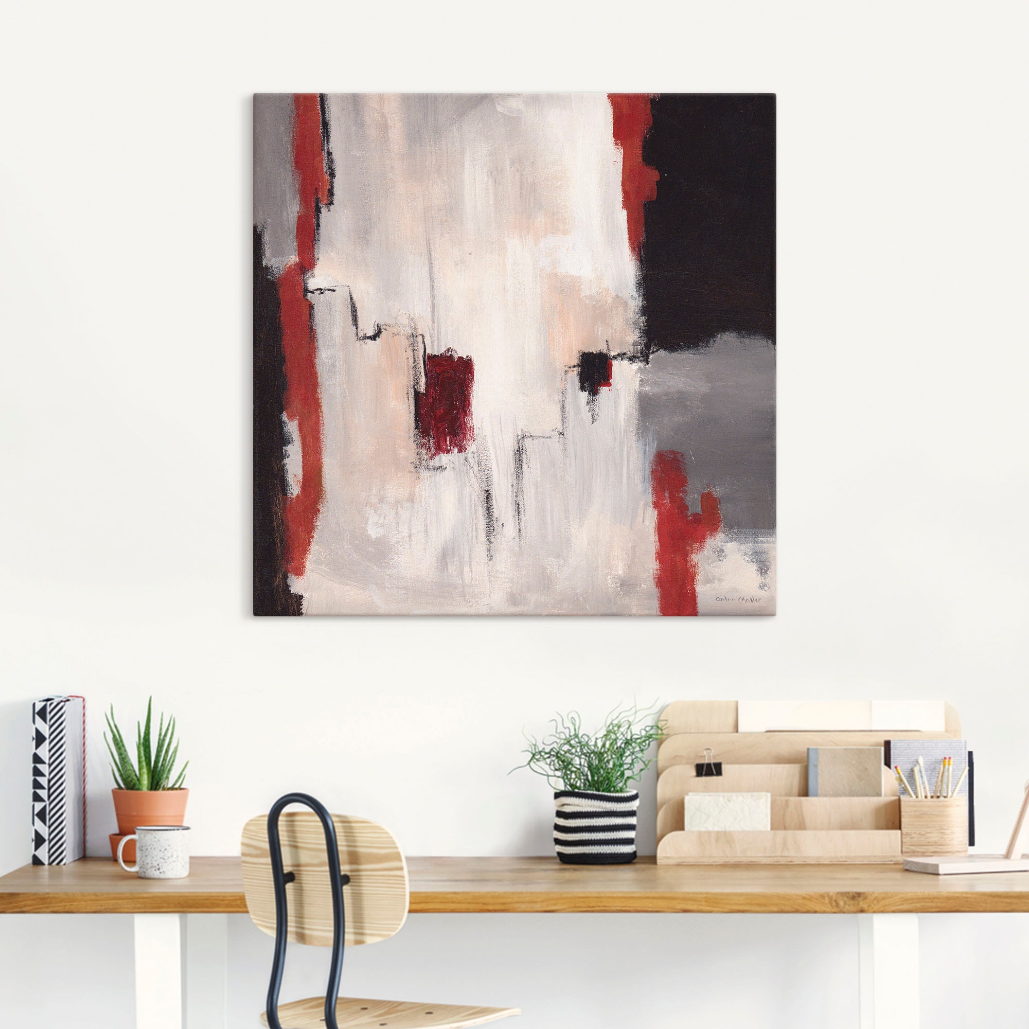 Artland Wandbild »Rot an Grau I - Abstrakt«, Gegenstandslos, (1 St.), als Alubild, Outdoorbild, Leinwandbild, Poster in verschied. Größen