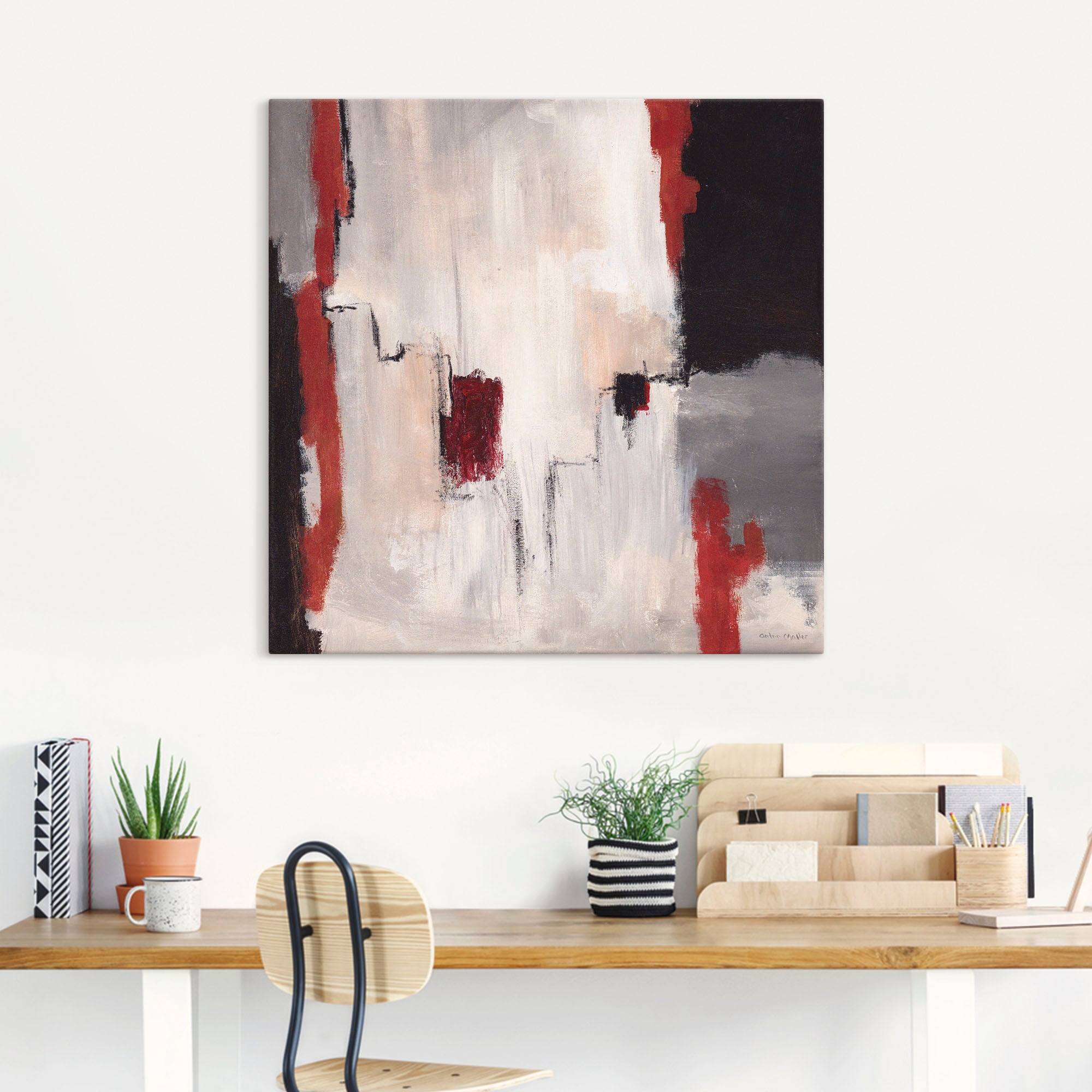 Artland Leinwandbild "Rot an Grau I - Abstrakt" Gegenstandslos 1 Stk. tlg. günstig online kaufen