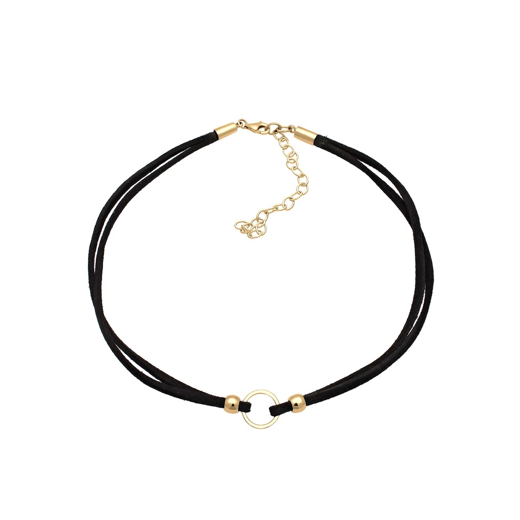 Elli Collier »Halsband schwarz Choker mit Kreis 925 Silber«