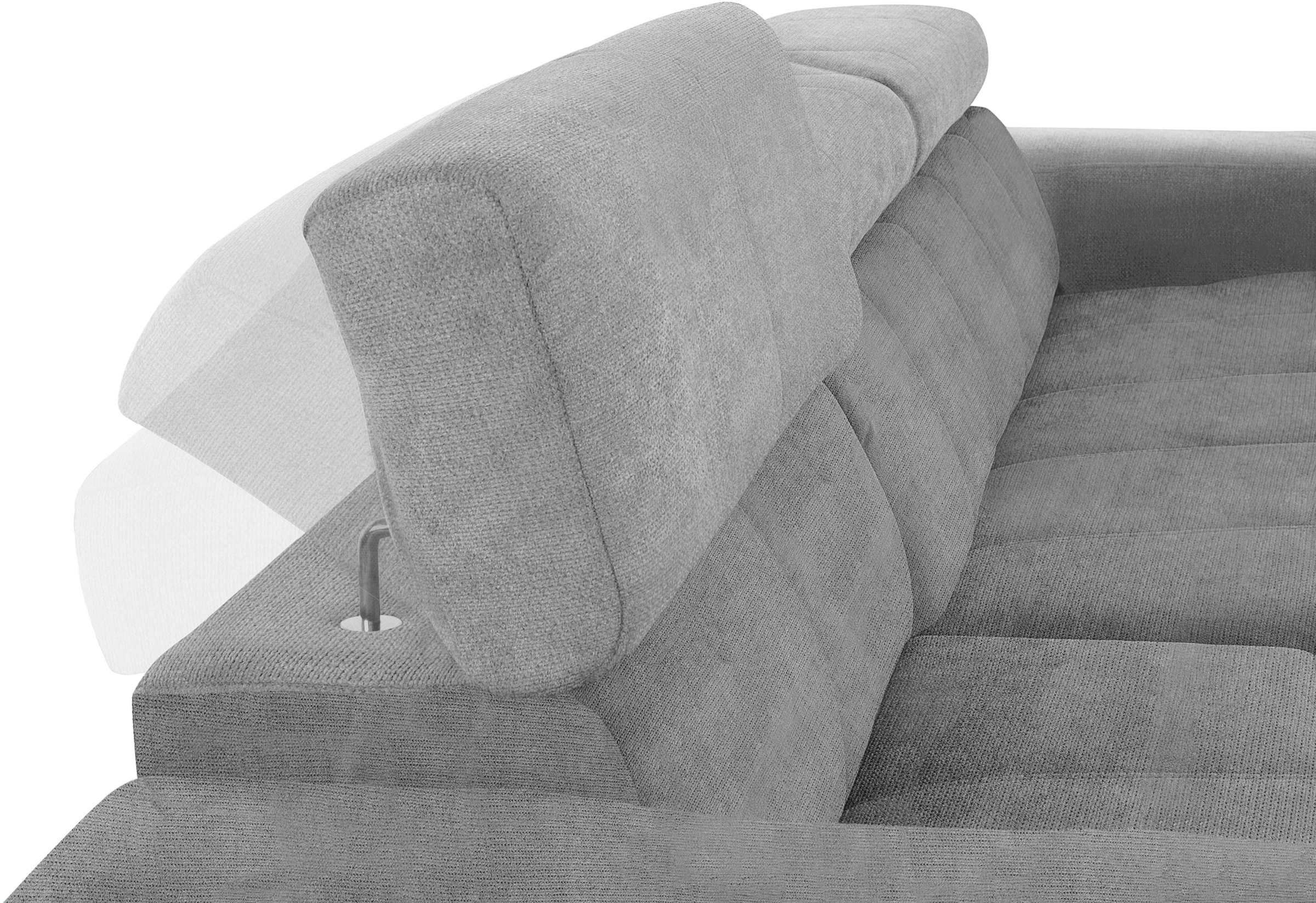 DOMO collection Ecksofa »Brandon Sitzbelastung 140 kg, große Ausführung, B/T/H: 289/177/80 cm«, mit Kopfteilverstellung, wahlweise Sitztiefenverstellung, L-Form