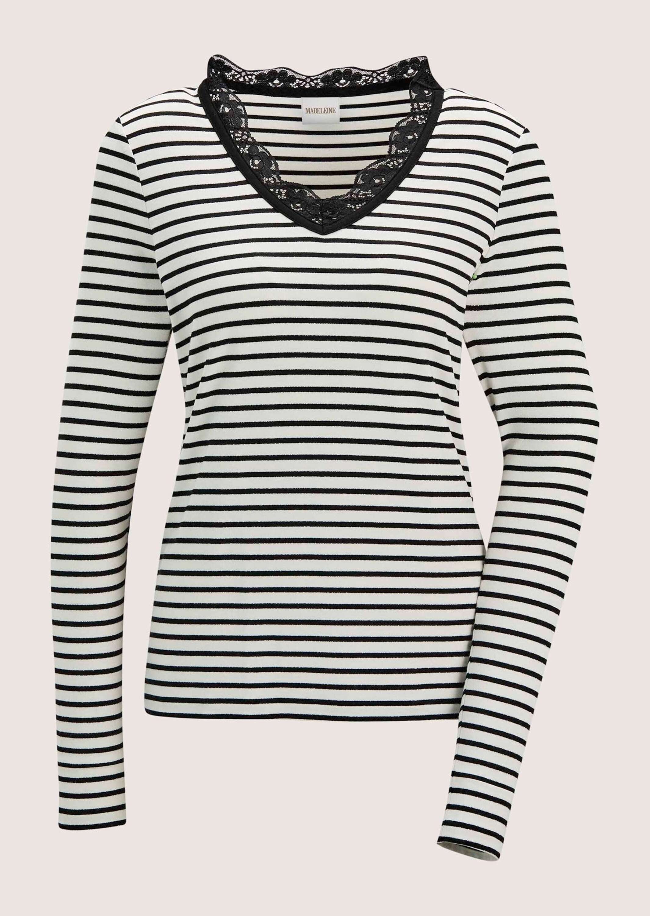 MADELEINE Langarmshirt "Ringelshirt Glamouröses Streifenshirt mit V-Ausschn günstig online kaufen