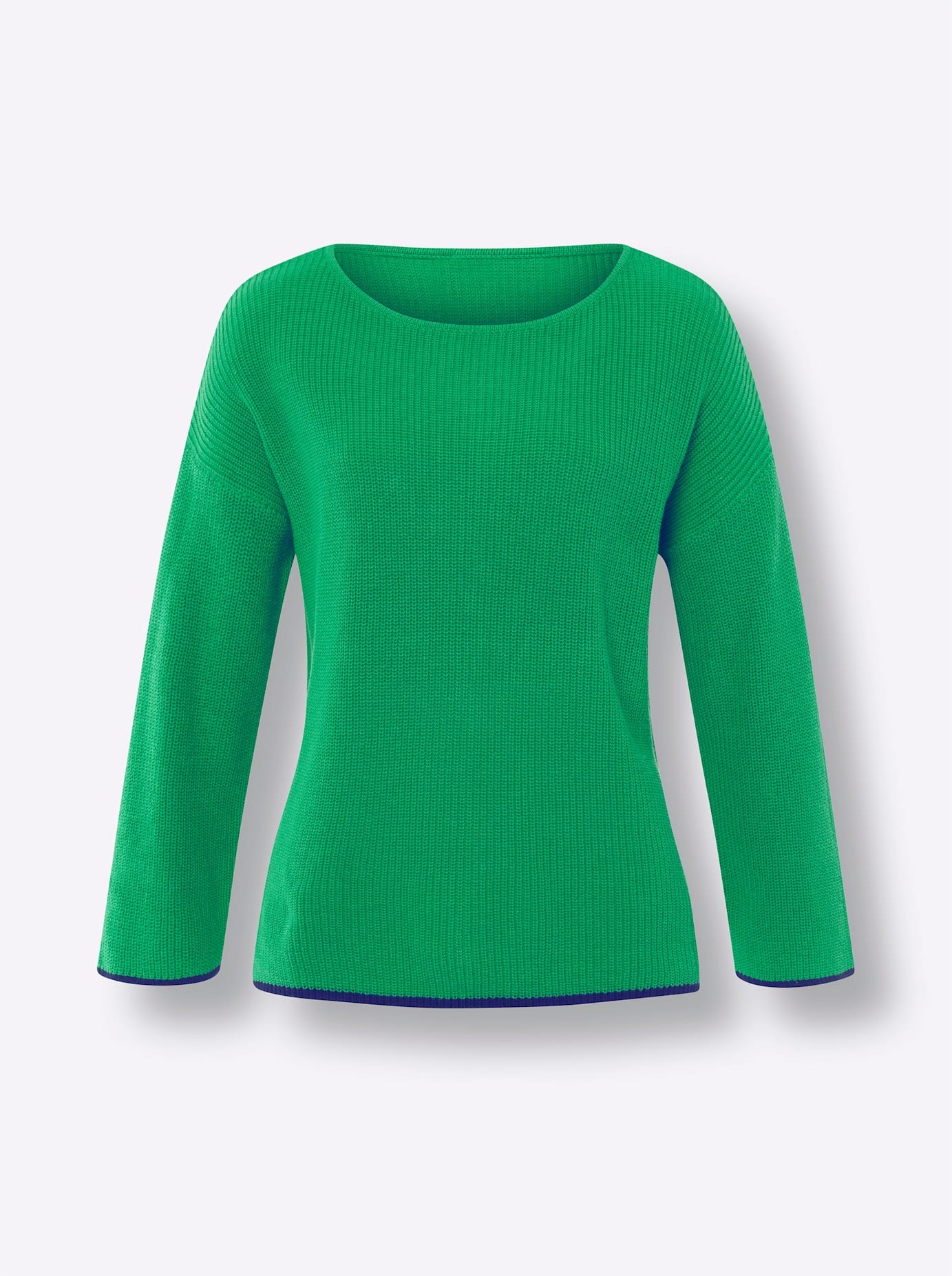3/4 Arm-Pullover HEINE "Pullover", Damen, Gr. 44, grün (grasgrün), 100% Baumwolle, unifarben, Pullover 3