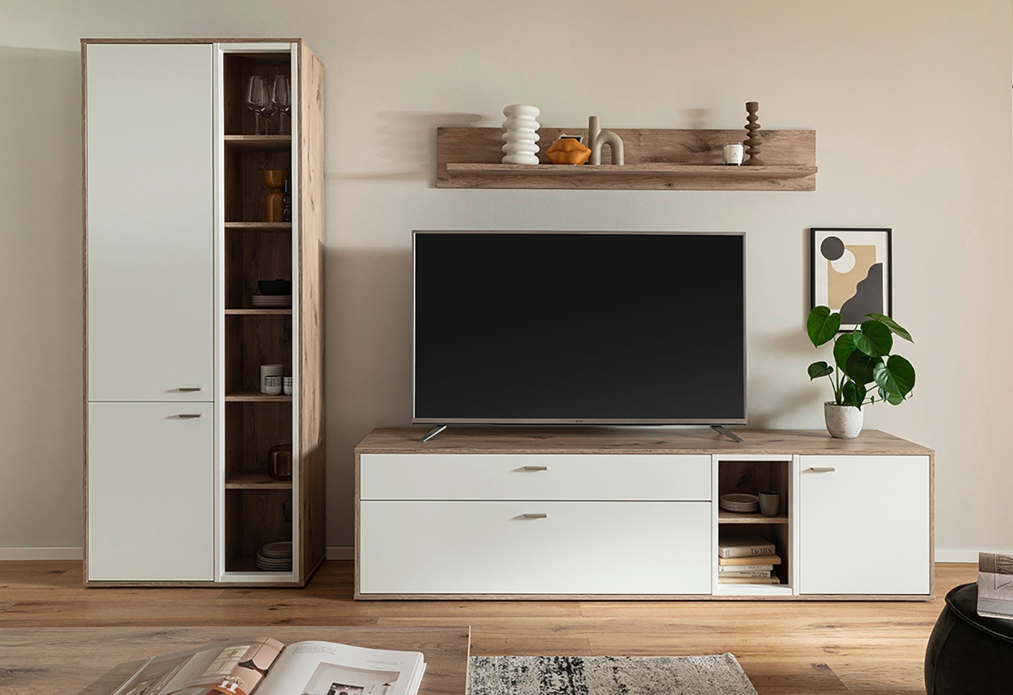 MCA furniture Wohnwand »SANTERNO«, (Komplett-Set, 3 St., 3-teilg), Wohnzimmer Set (3-tlg.), Türen & Schubkästen gedämpft, Breite 292 cm