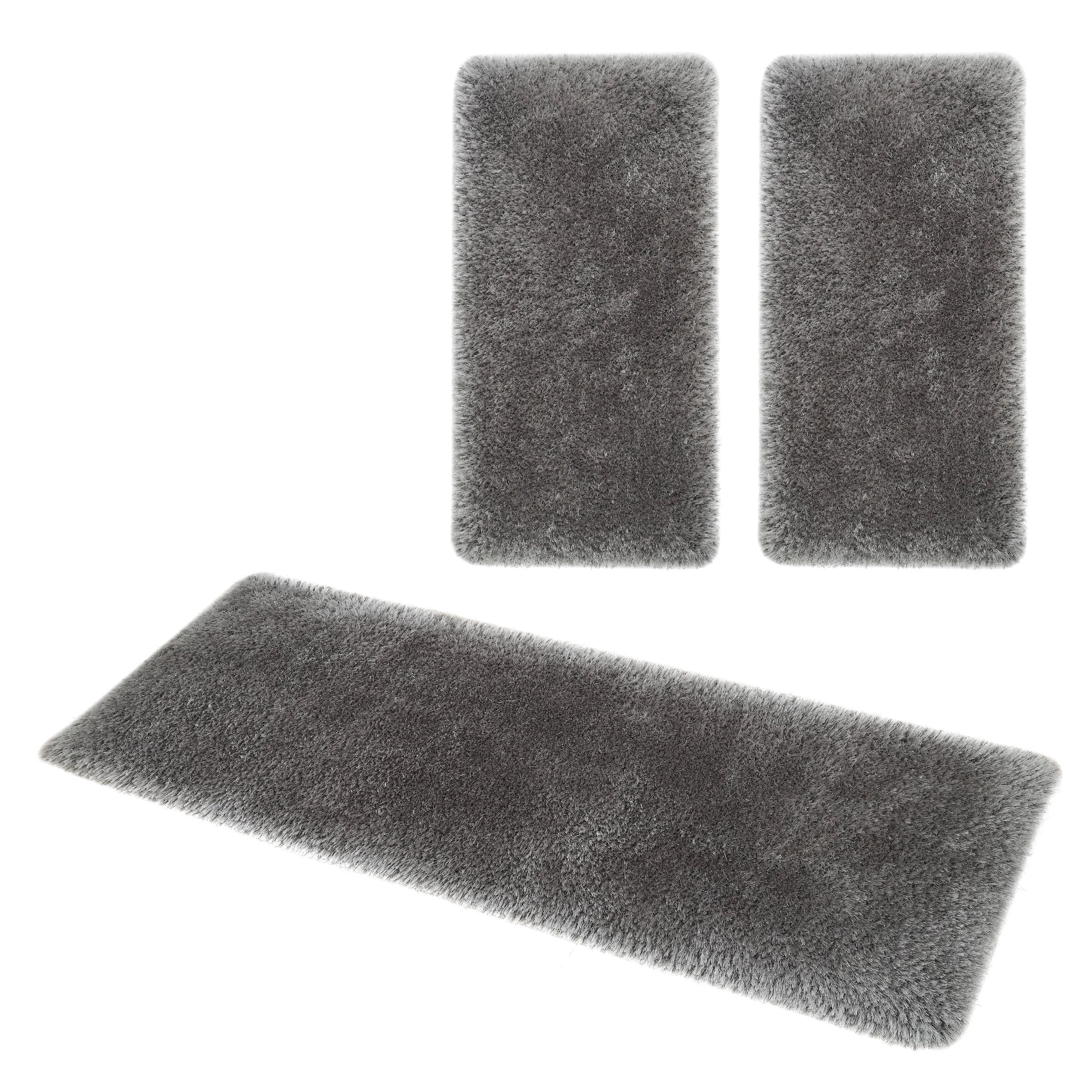 Guido Maria Kretschmer Home&Living Bettumrandung »Micro exclusiv Teppich, sehr hoher Flor, weich durch Mikrofaser«, (3 tlg.), Bettvorleger, Läufer-Set, weich, unifarben, Microfaser, Schlafzimmer