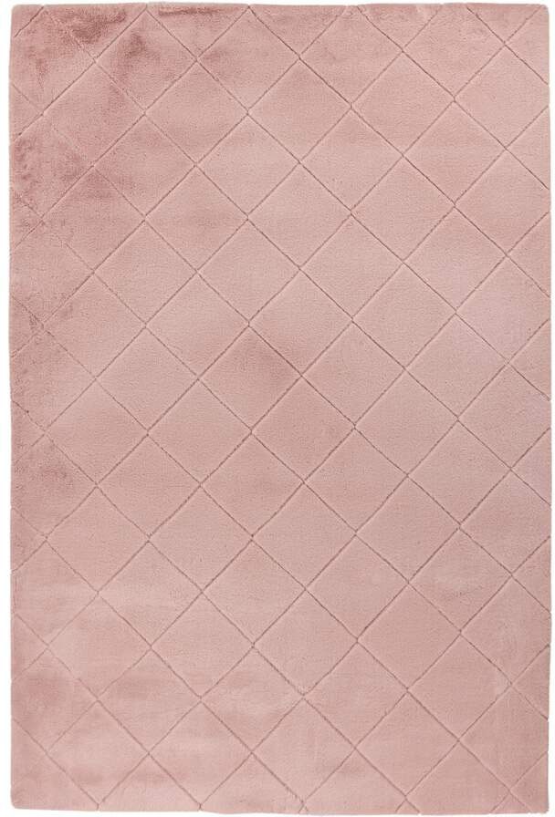 Carpet City Hochflor-Teppich »Moment«, rechteckig, 31 mm Höhe, besonders weich, Kaninchen Fell Haptik, 3D-Effekt, Rauten, Wohnzimmer
