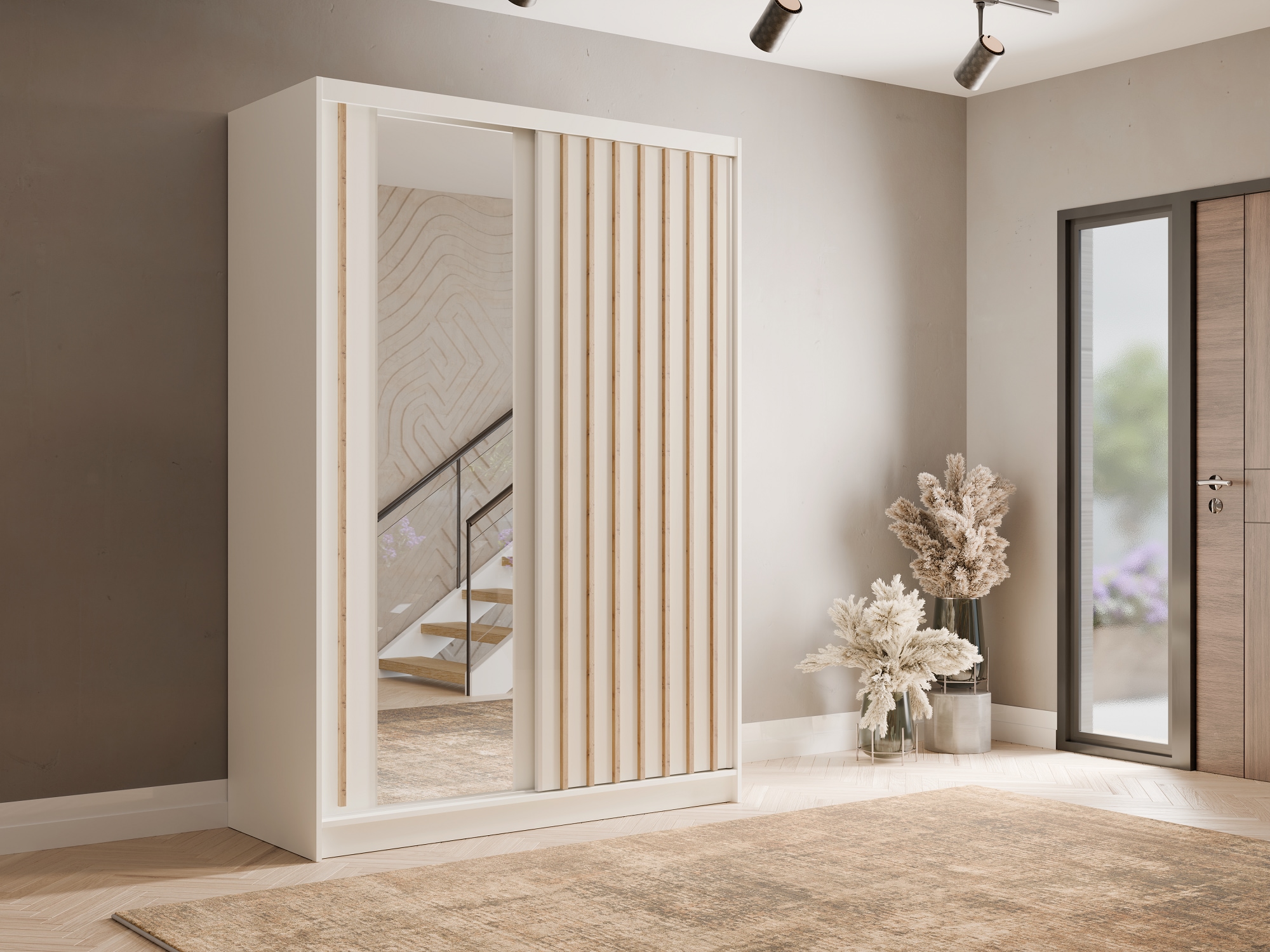 Home affaire Kleiderschrank »VILLEFRANCHE modern mit viel Stauraum, Fächer & Kleiderstange, Spiegel« Garderobe in 3 Breiten (155, 205, 248 cm), erhältlich in 3 Farben