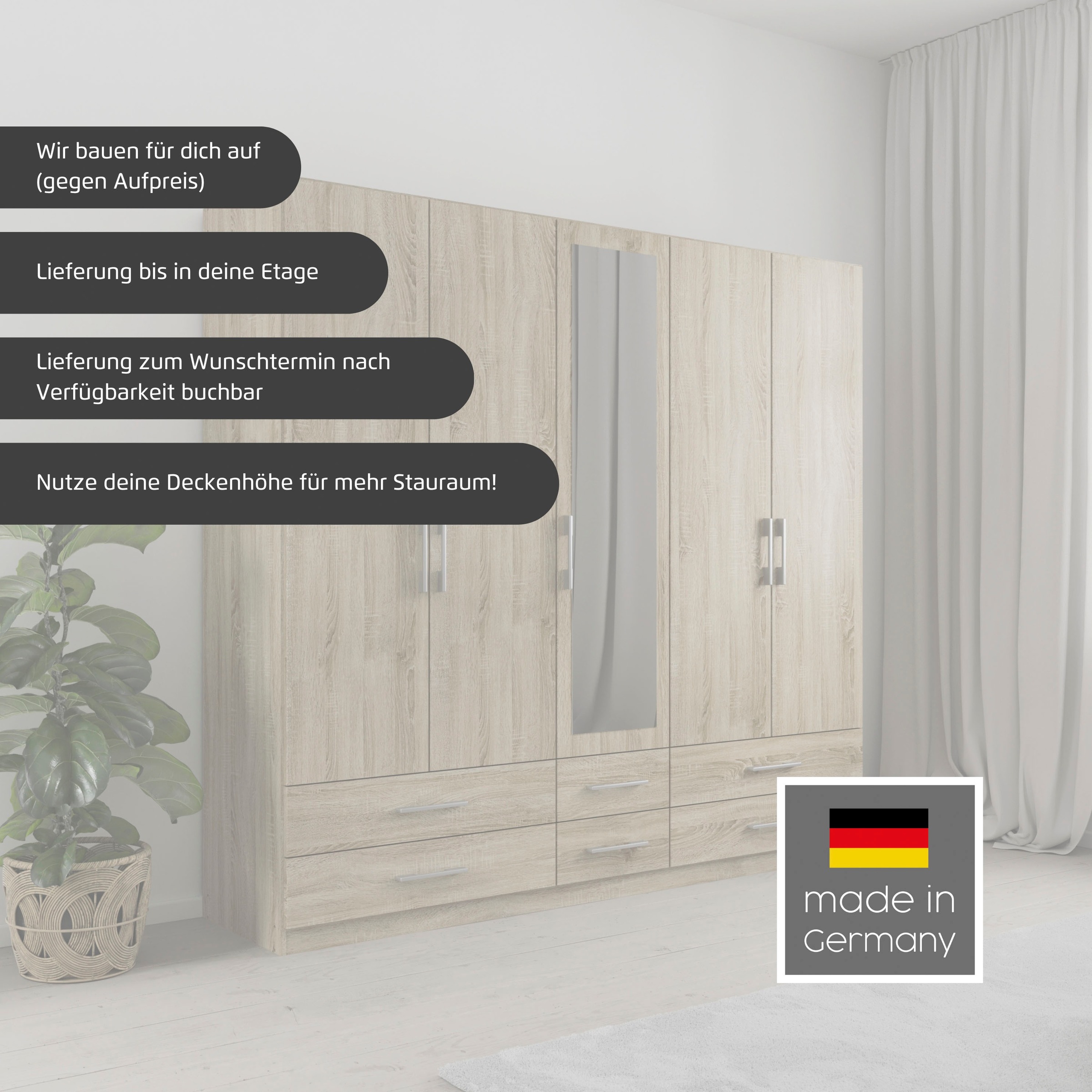 Thumbnail - rauch Kleiderschrank "Schrank Garderobe Wäscheschrank HERSBRUCK in 2 Breiten" Breiten: 226 oder 271 cm, Höhe 210 cm, mit...