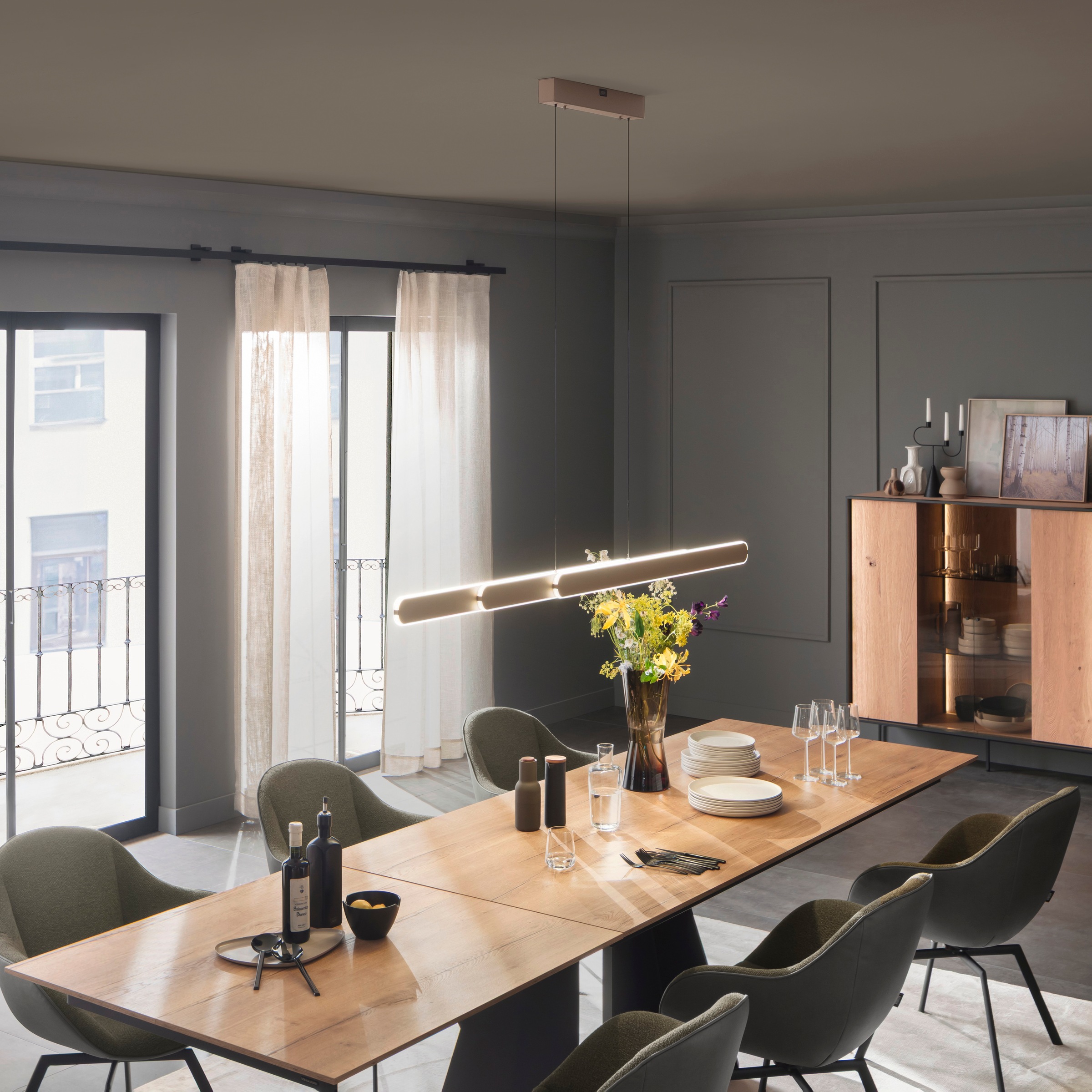 SCHÖNER WOHNEN-Kollektion LED Pendelleuchte »ADRIANA ROUND« LED-Board 1 Stk. warmweiß - kaltweiß SCHÖNER WOHNEN Kollektion, Touchdimmer, Comfort-Lift, Memoryfunktion