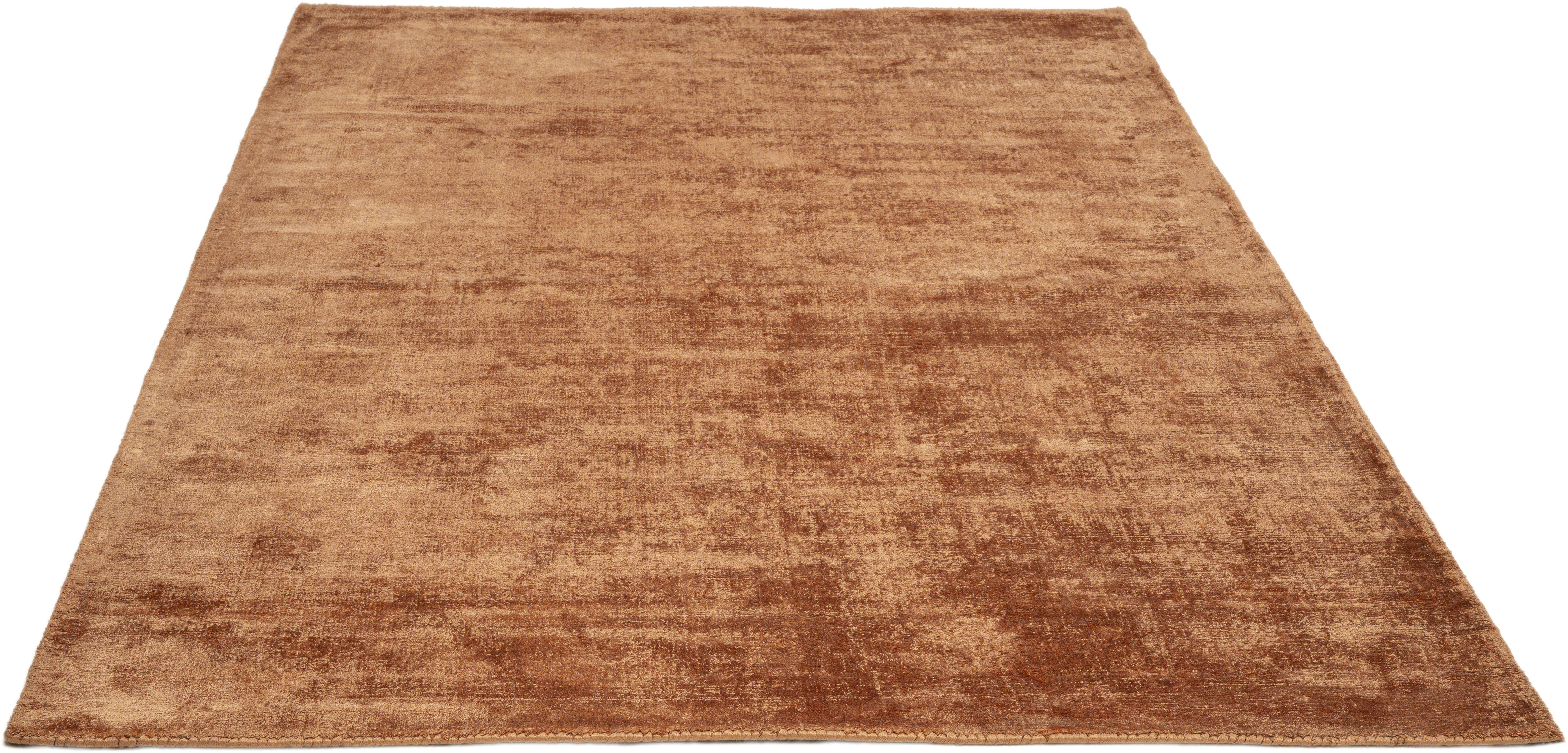 TOM TAILOR HOME Teppich »Shine uni«, rechteckig, 8 mm Höhe, Handweb Teppich, 100% Viskose, handgewebt, mit elegantem Schimmer