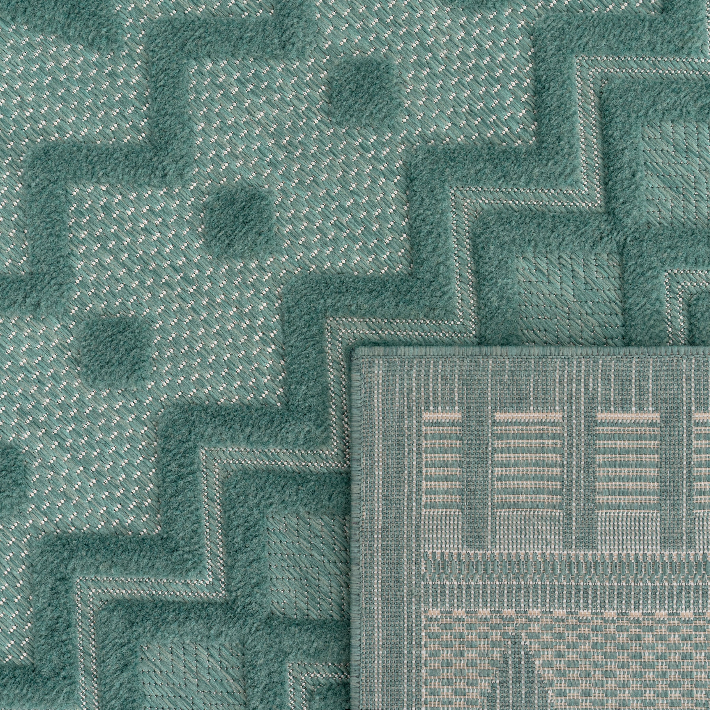 Paco Home Teppich »233-82-Livorno 671«, Hoch-Tief geeignet Scandi, Outdoor Uni-Farben, rechteckig, | Effekt, Rauten BAUR Muster