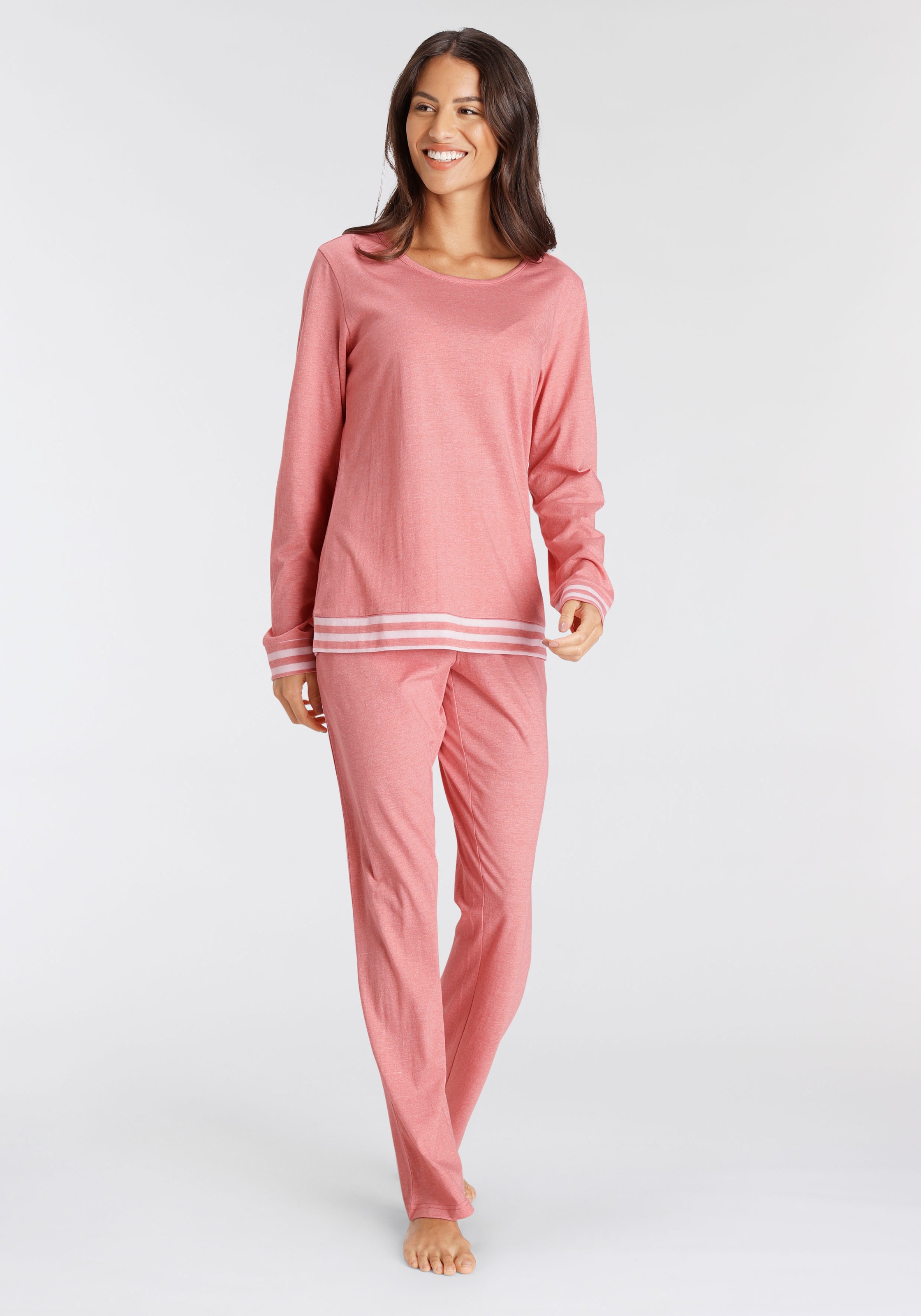 Vivance Dreams Pyjama, 2 Stk. mit gestreiften Bündchen günstig online kaufen