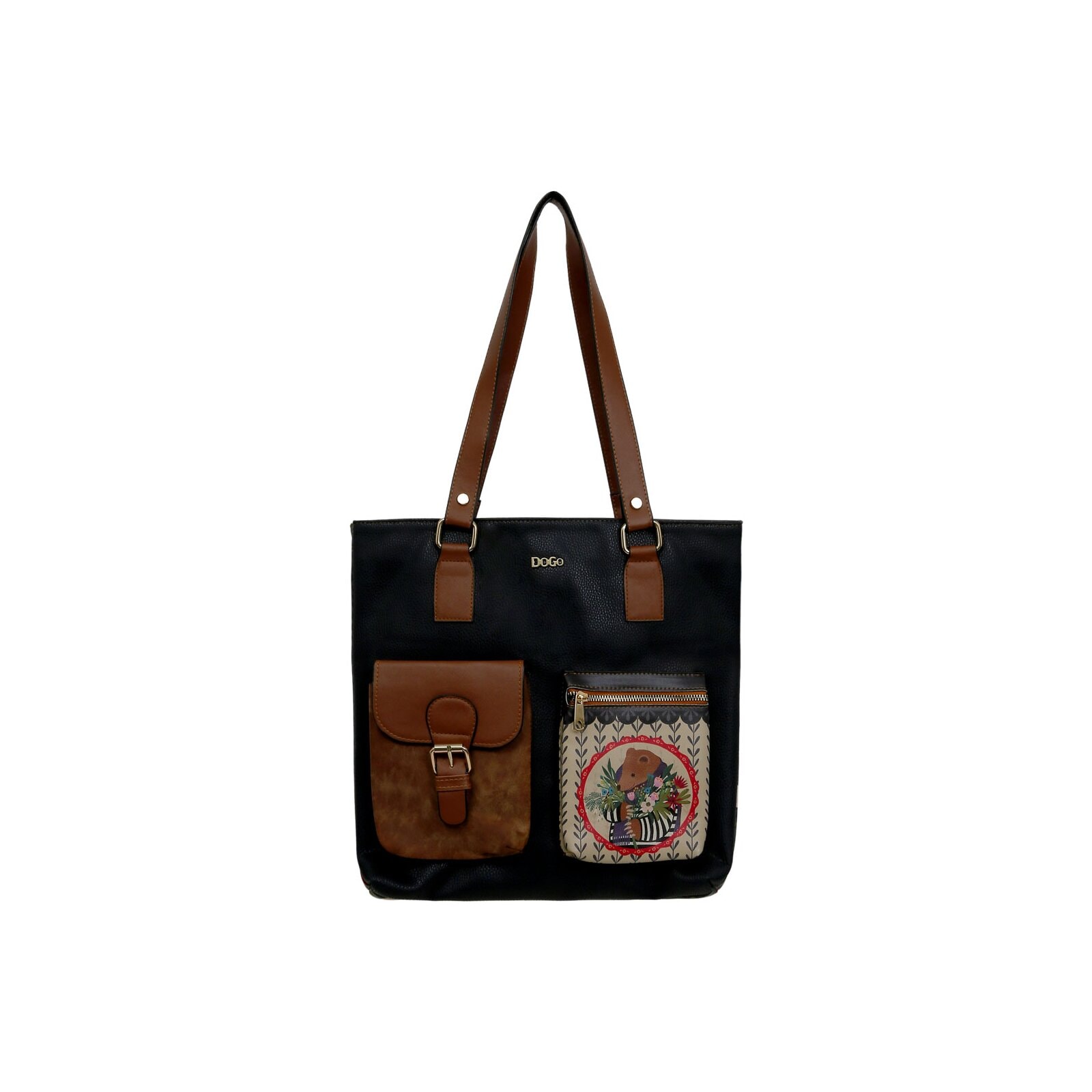 DOGO Umhängetasche "Multi Pocket Bag Bear And Flowers Damen Handtaschen (Fa günstig online kaufen