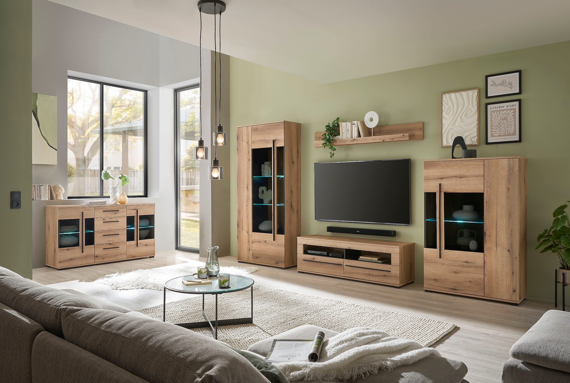 INOSIGN Sideboard »Cantara, moderner Schrank, Kommode in Eiche Evoke oder weiß«, schwarze Stangengriffe, ausreichend Stauraum, vielseitig einsetzbar