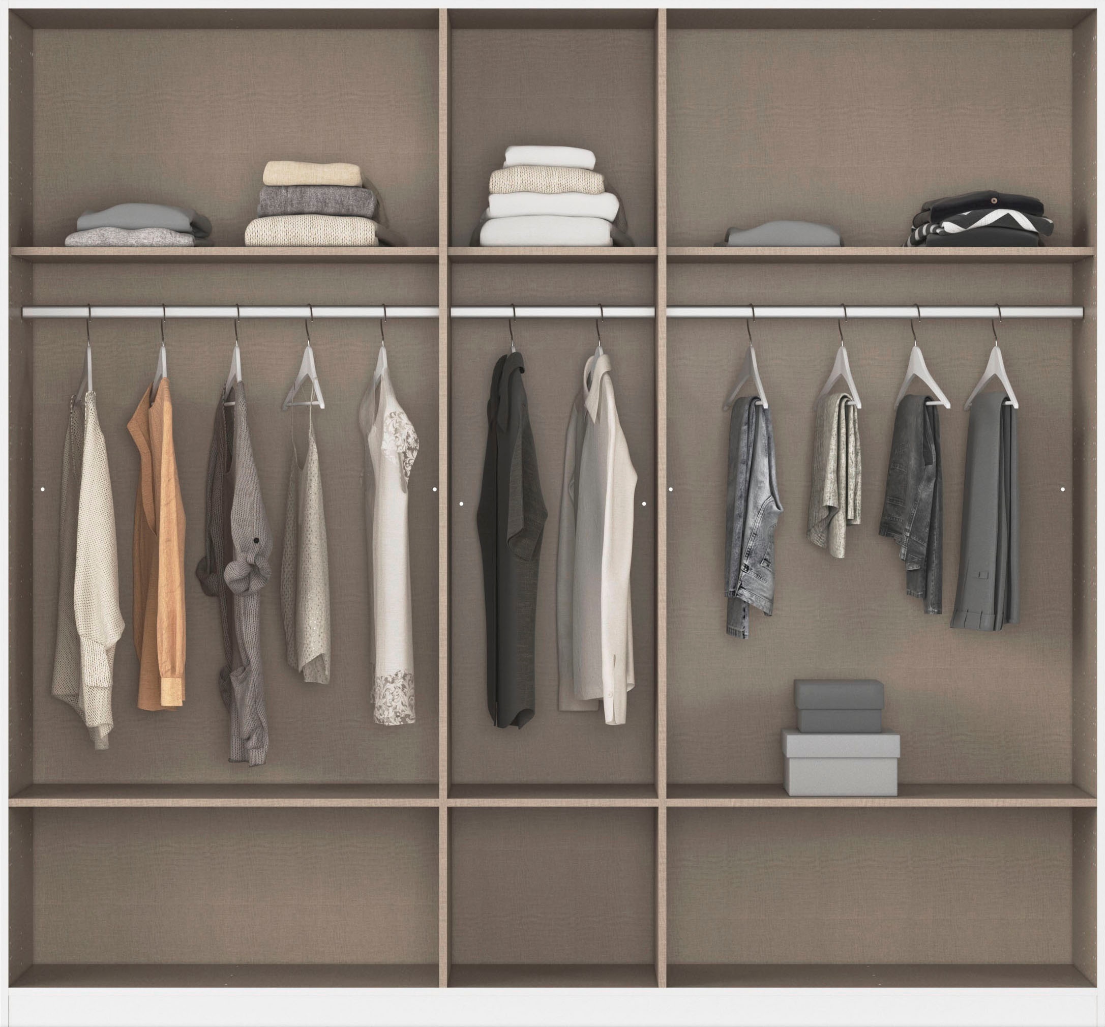 rauch Kleiderschrank »Schrank Garderobe Wäscheschrank HERSBRUCK in 2 Breiten« Breiten: 226 oder 271 cm, Höhe 210 cm,  mit 6 großzügigen Schubladen sowie Spiegeltüren MADE IN GERMANY