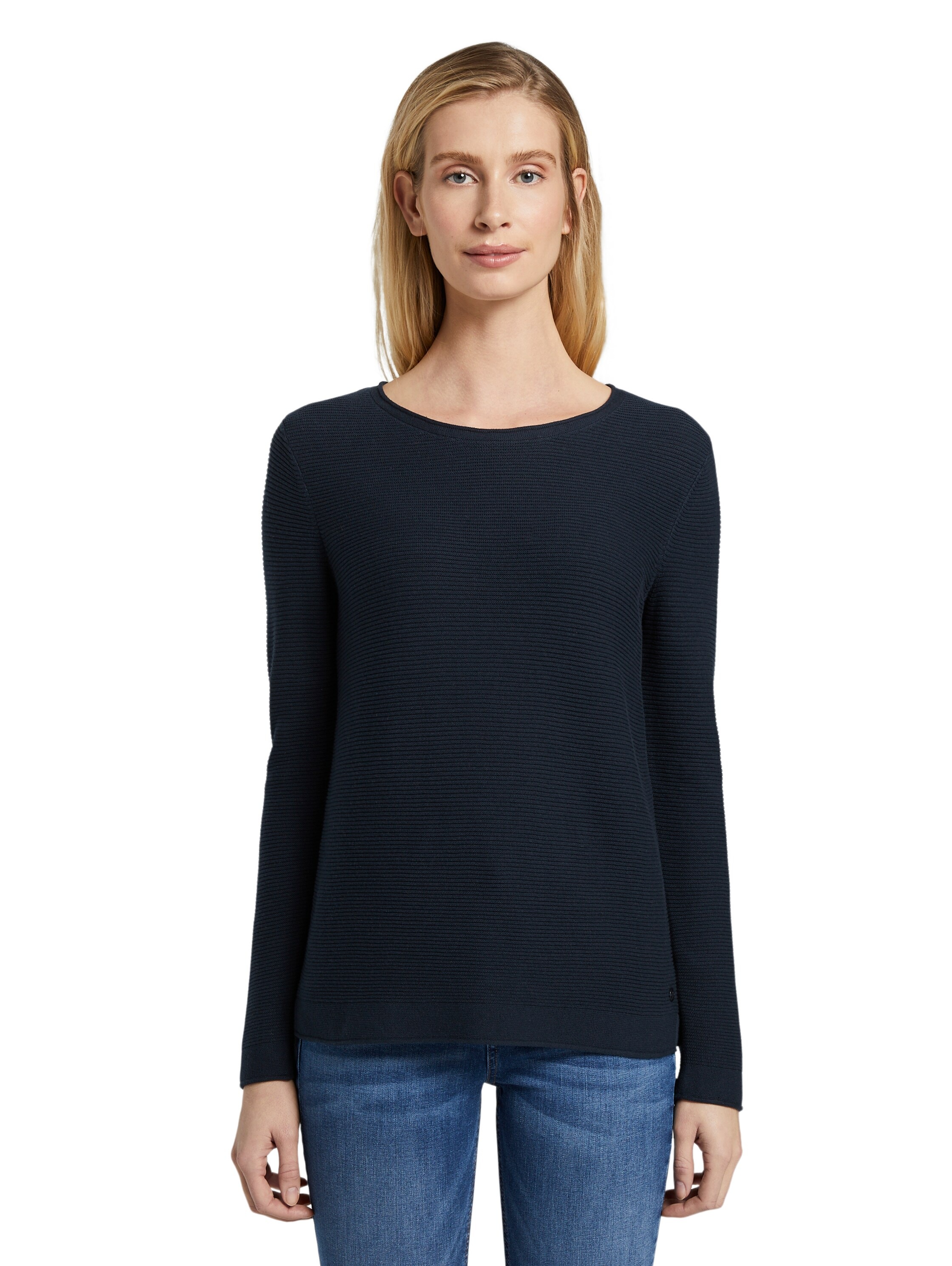 TOM TAILOR Rundhalspullover "Regular" aus Rippstrick günstig online kaufen