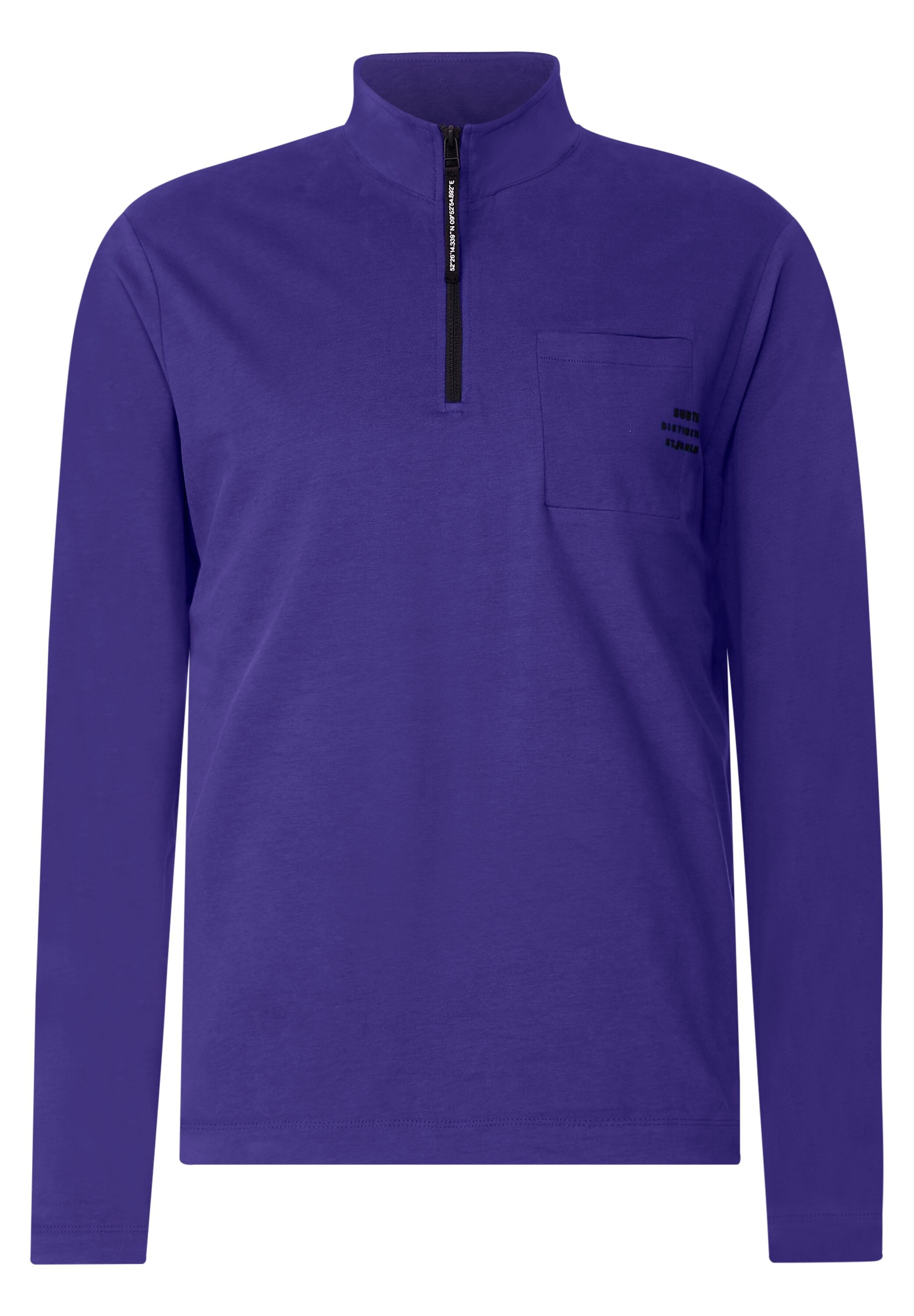 STREET ONE MEN Stehkragenshirt, aus reiner Baumwolle