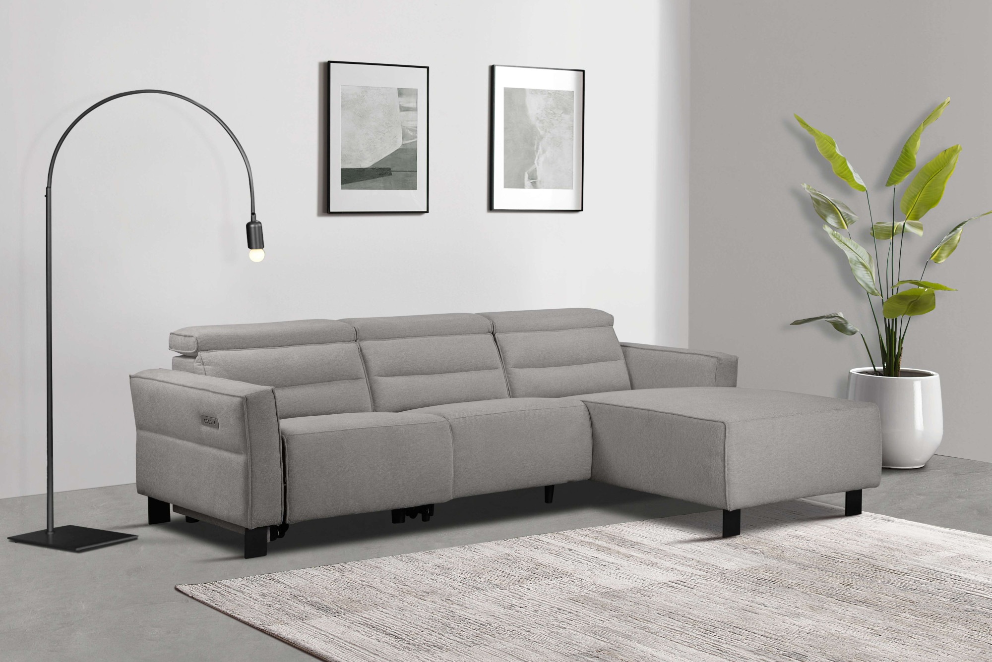 Places of Style Ecksofa »Carpari, L-Form, 263 cm, manuelle o. elektrische Relaxfunktion,«, USB A/C und Kopfteilverstellung