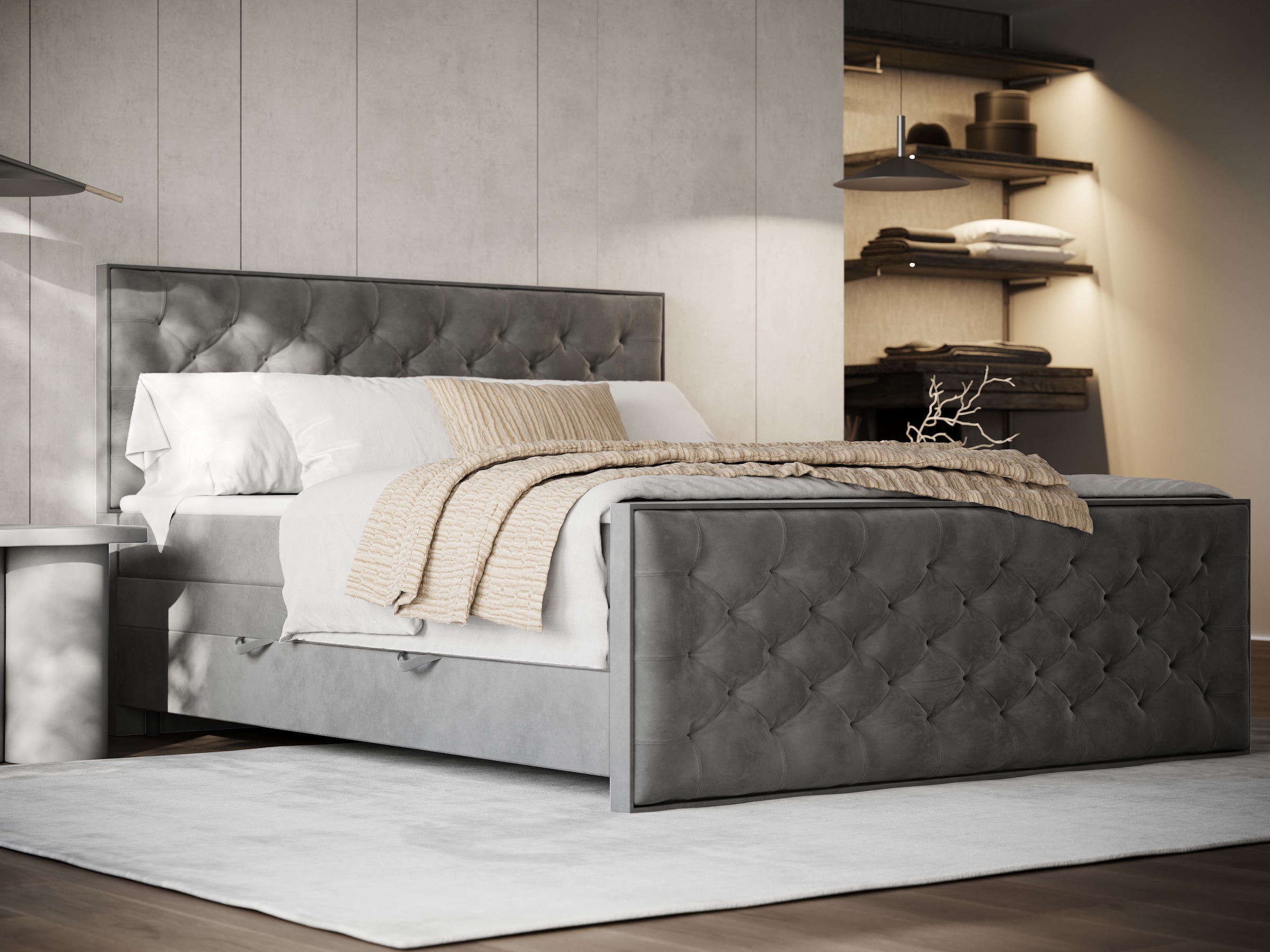 FORTE Boxspringbett "Lanciano Max inkl. zwei Bettkästen und Kaltschaum Topp günstig online kaufen