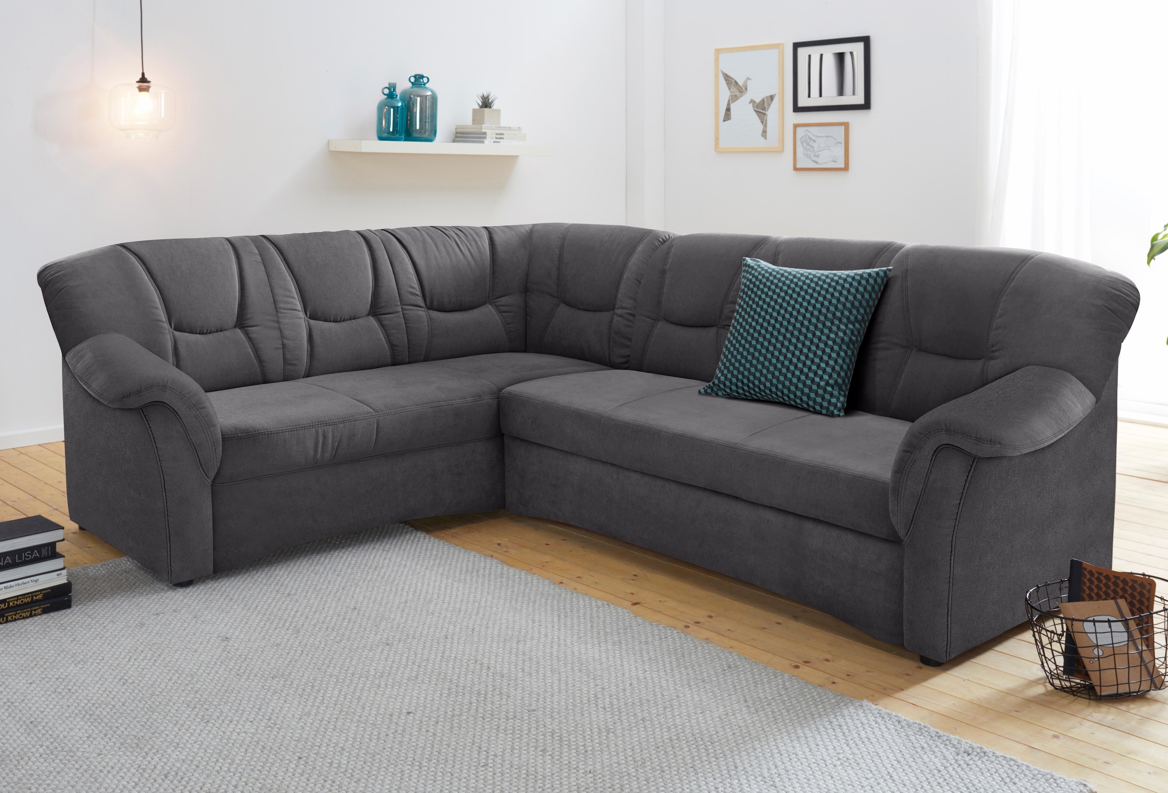 DOMO collection Ecksofa »Sarafina zeitlos und komfortabel, optional mit Federkern, L-Form«, wahlweise mit Bettfunktion