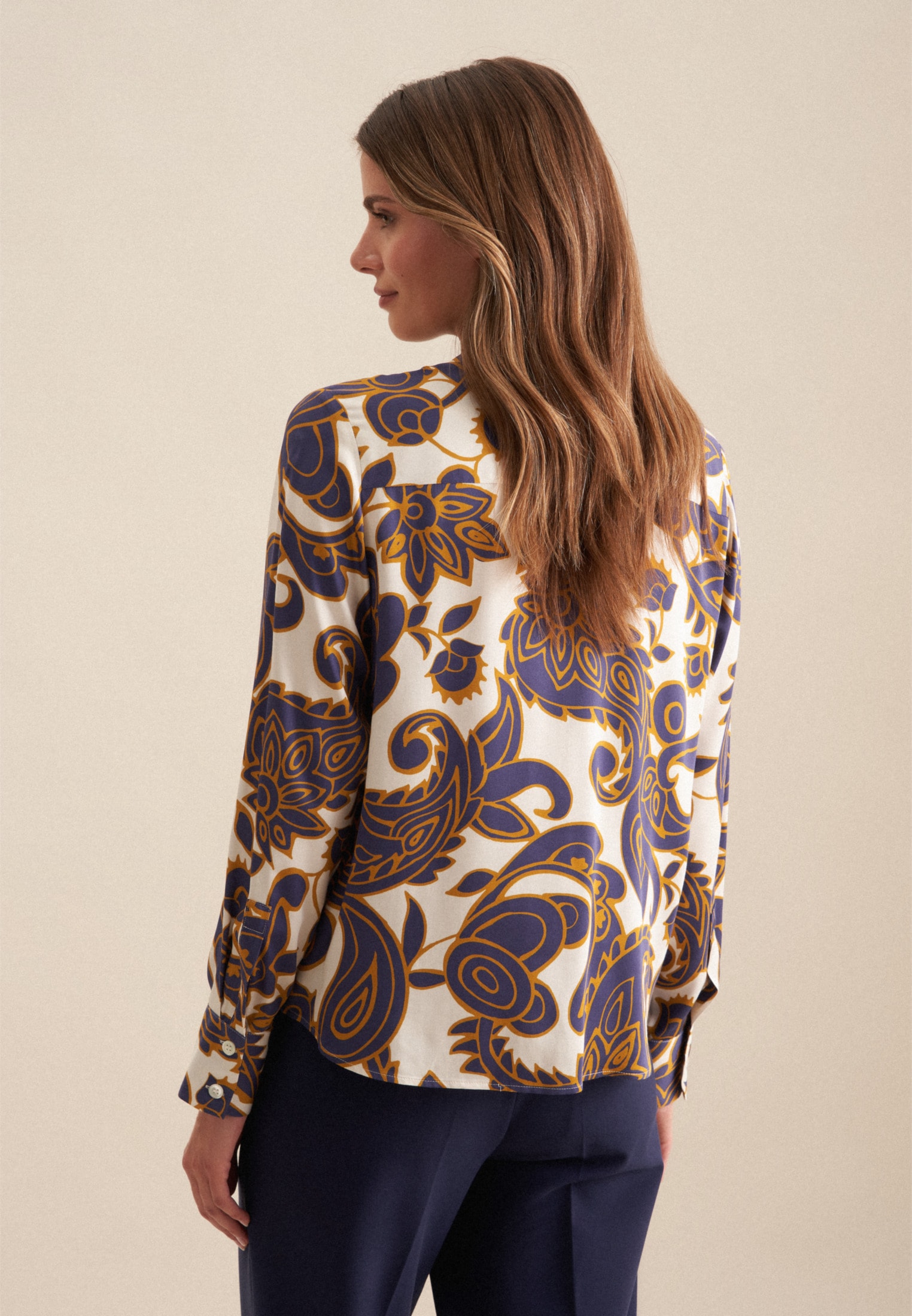 seidensticker Hemdbluse »Schwarze Rose«, Langarm Kragen Paisley