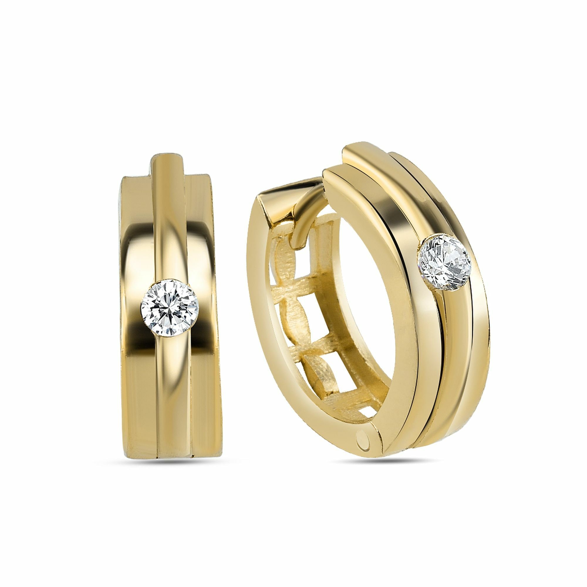 Paar Creolen »925/- Sterling Silber vergoldet Hochglanz Design Ohrring«