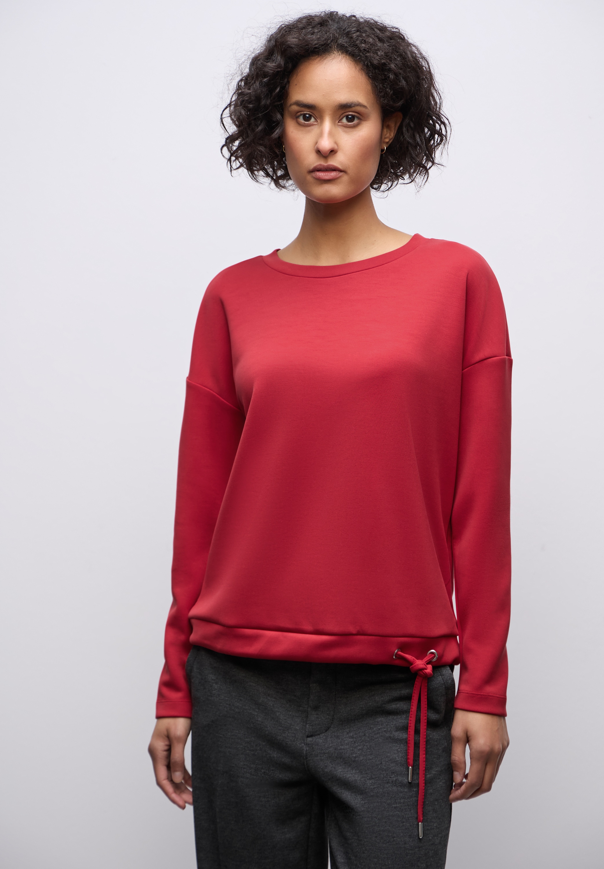STREET ONE Langarmshirt mit Tunnelzug am Saum