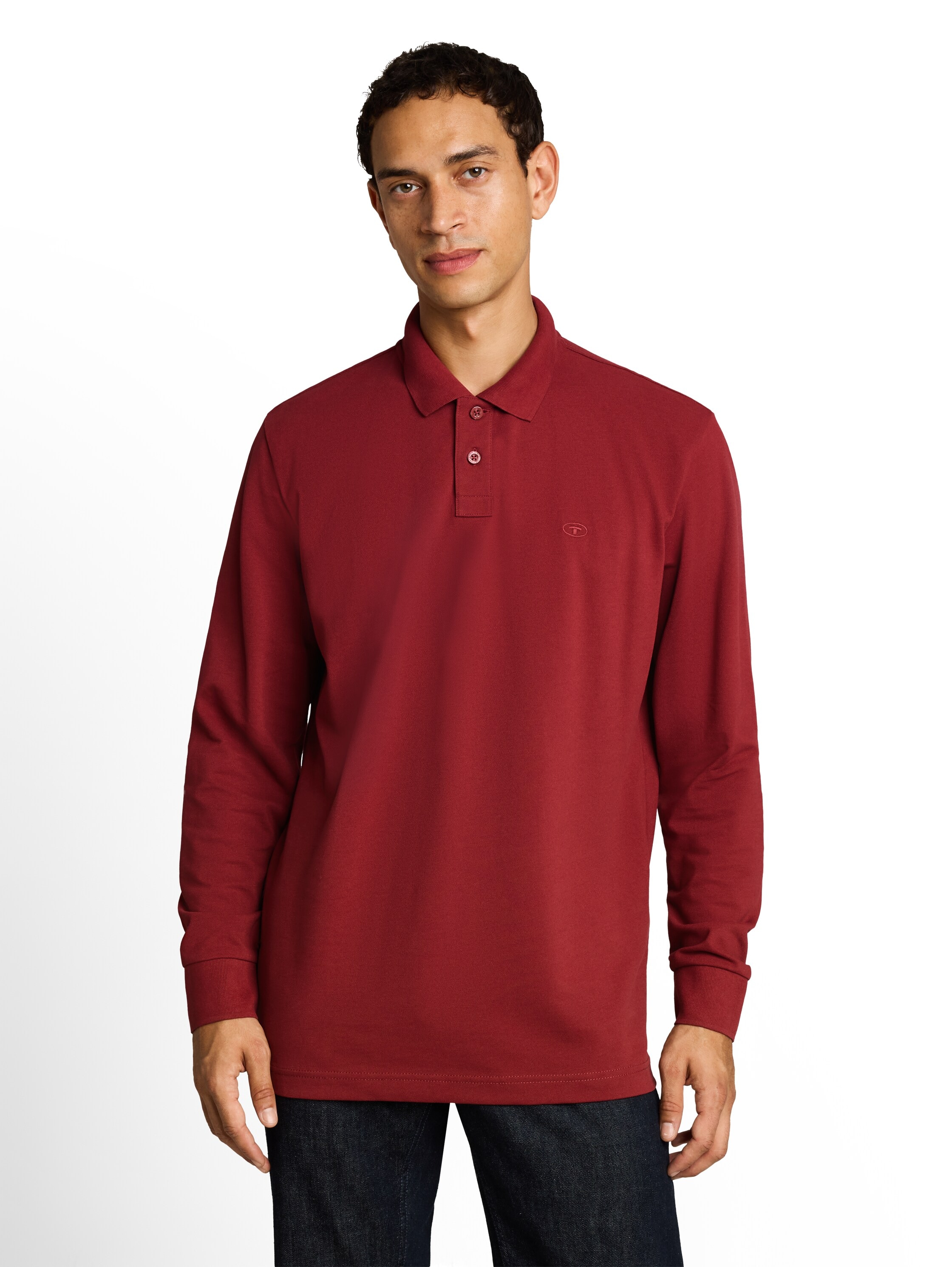 TOM TAILOR Langarm-Poloshirt mit Logo-Stickerei
