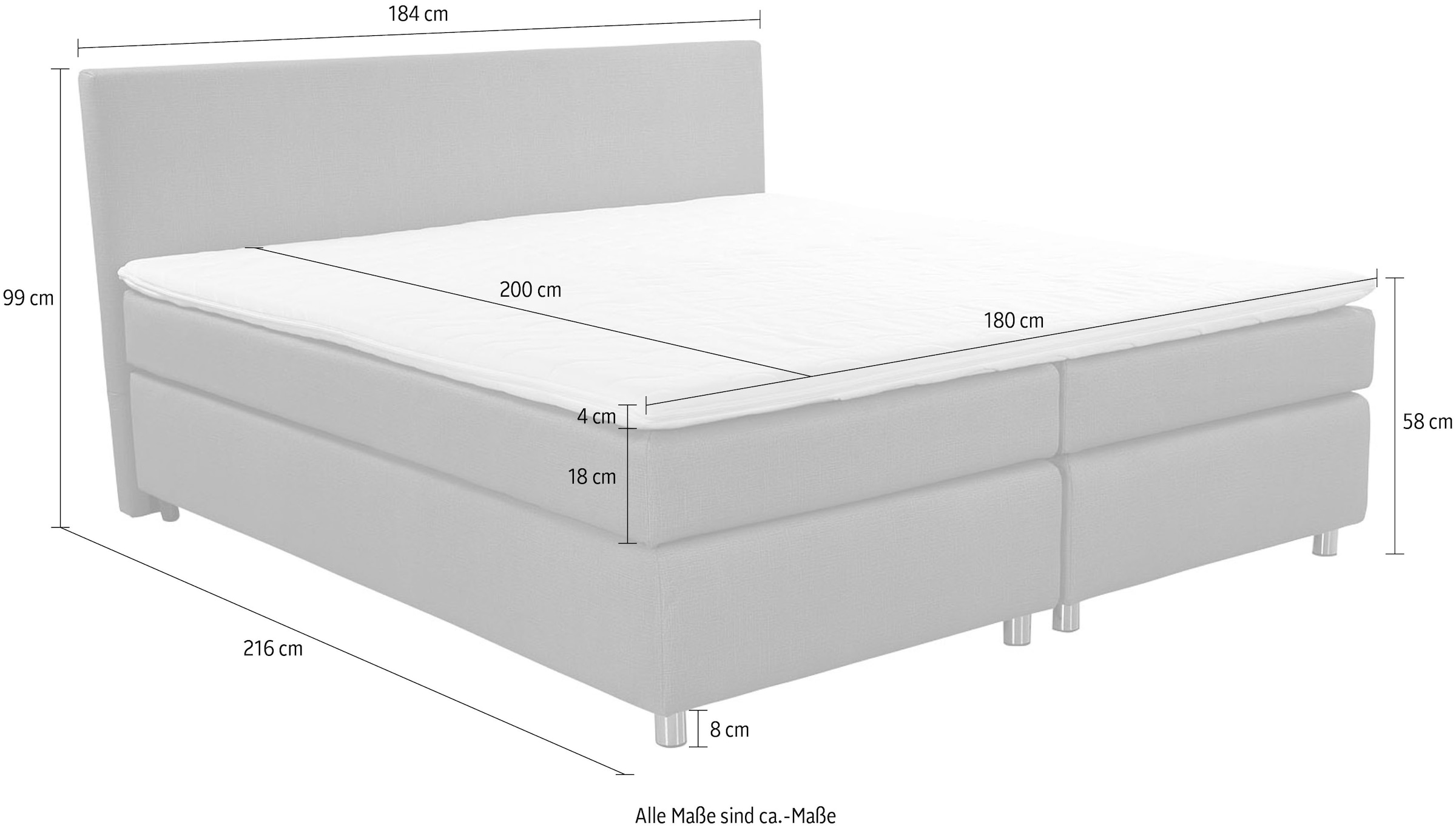 Jockenhöfer Gruppe Boxbett »Altona«, inklusive Topper, erhältlich in 140 & 180cm Breite