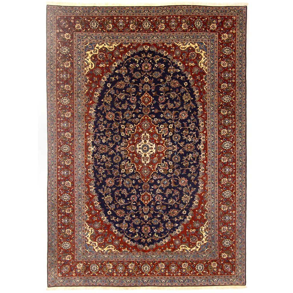 Wohnen Teppiche morgenland Wollteppich »Keshan Medaillon Blu scuro 350 x 255 cm«, rechteckig, 1 mm Höhe, Unikat mit Zertifikat d Wohnen Teppiche morgenland Wollteppich »Keshan Medaillon Blu scuro 350 x 255 cm«, rechteckig, 1 mm Höhe, Unikat mit Zertifikat d